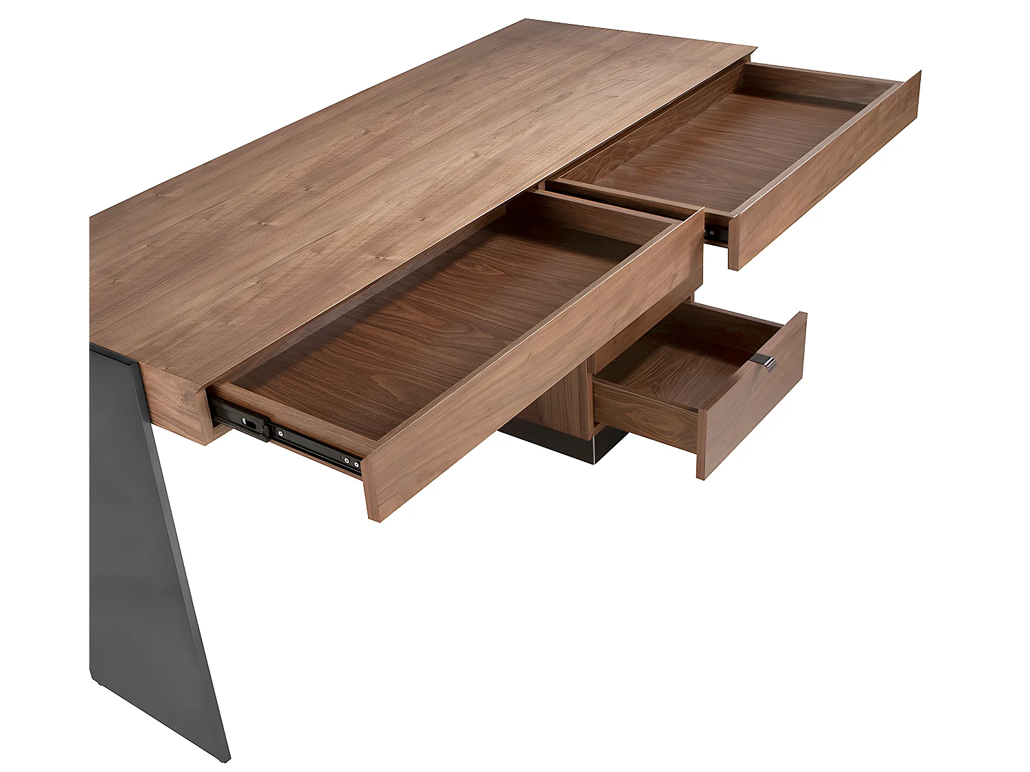Schreibtisch Nussbaum und abgedunkelter polierter Stahl 3237 ANGEL CERDA