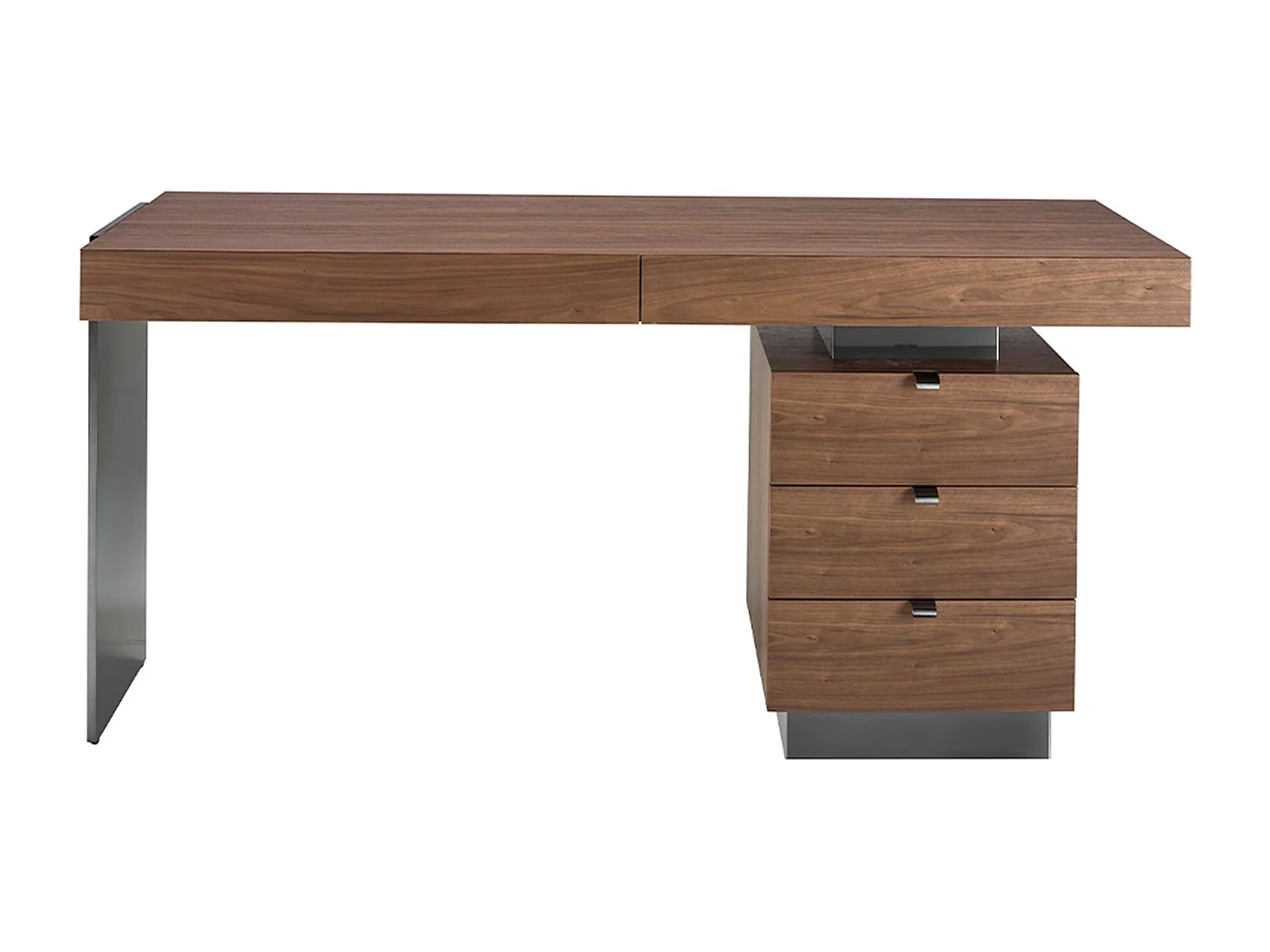 Schreibtisch Nussbaum und abgedunkelter polierter Stahl 3237 ANGEL CERDA