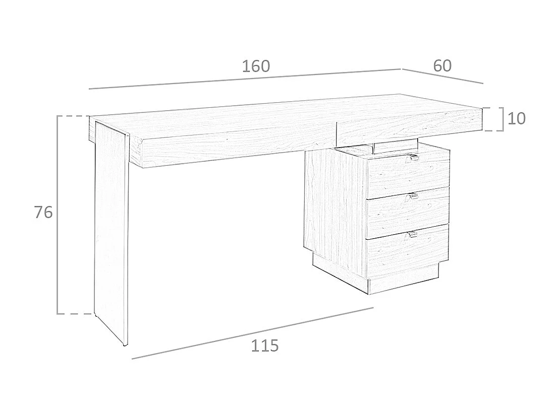 Schreibtisch Nussbaum und abgedunkelter polierter Stahl 3237 ANGEL CERDA