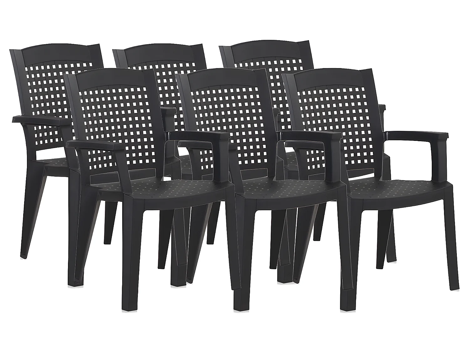 Lot de 6 chaises de jardin empilables en résine coloris Gris - Longueur 59 x Profondeur 60 x Hauteur 87 cm