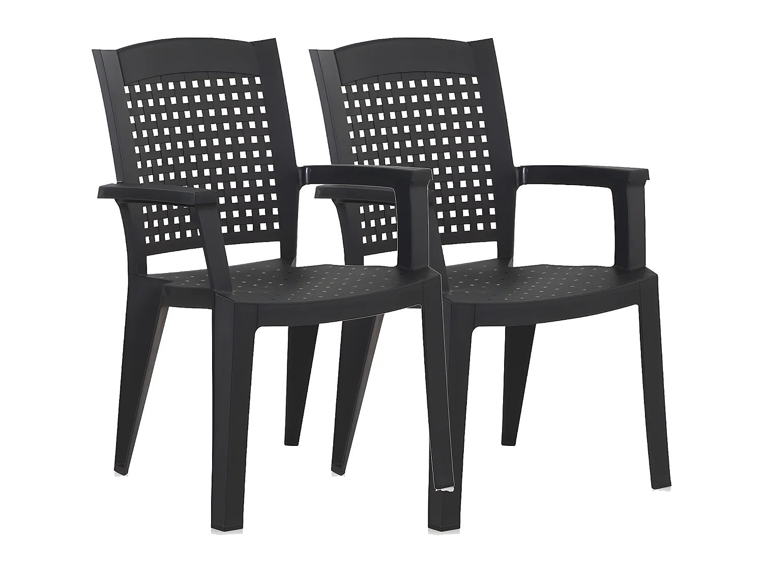 Lot de 2 chaises de jardin empilables en résine coloris Gris - Longueur 59 x Profondeur 60 x Hauteur 87 cm