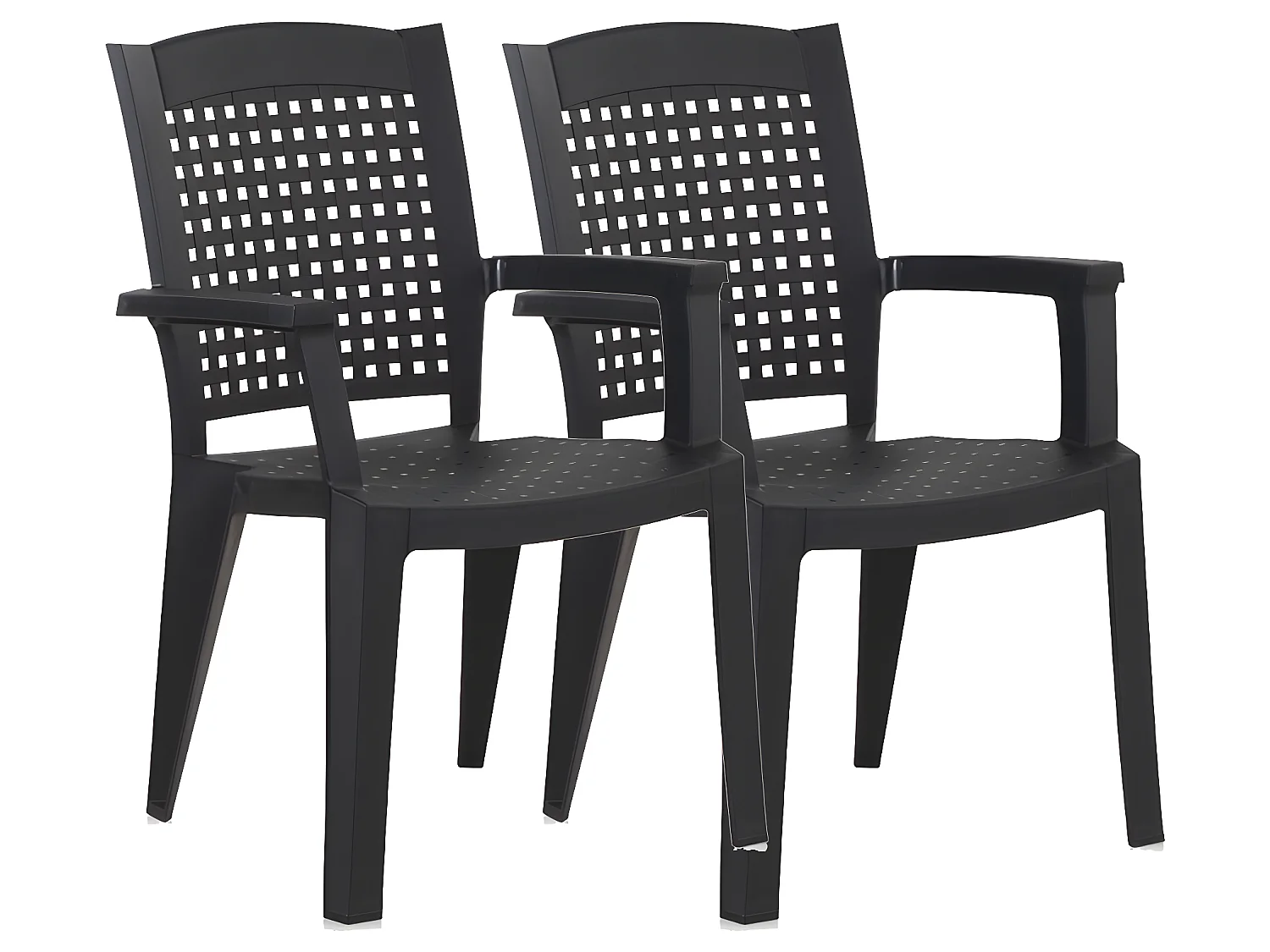 Lot de 2 chaises de jardin empilables en résine coloris Gris - Longueur 59 x Profondeur 60 x Hauteur 87 cm