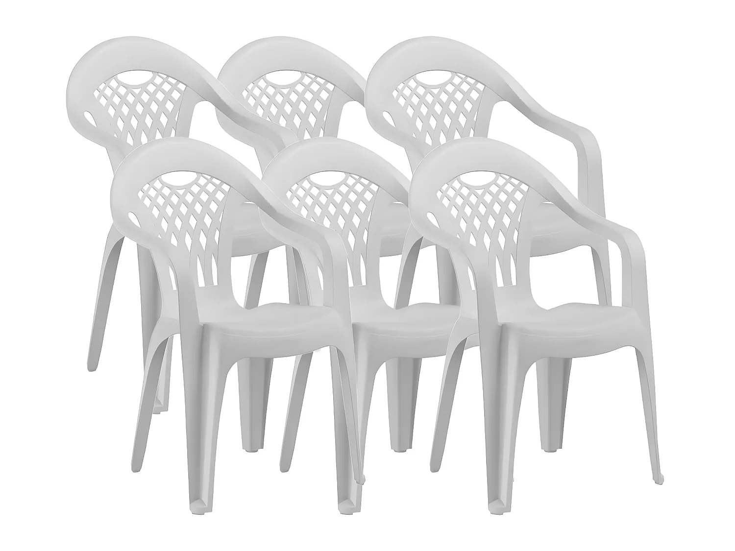 Lot de 6 chaises de jardin empilables en résine coloris Blanc - Longueur 58 x Profondeur 54 x Hauteur 86 cm
