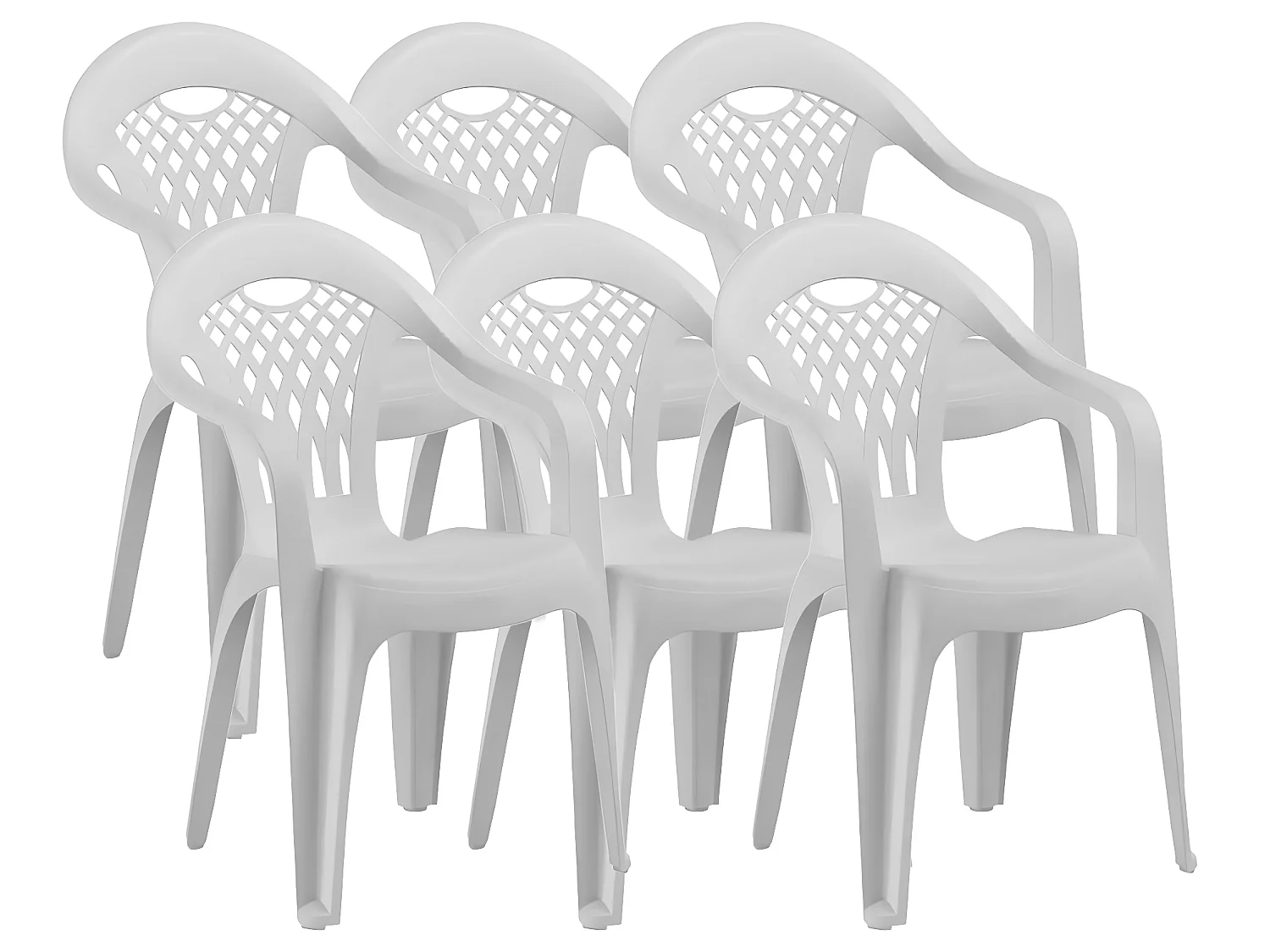 Lot de 6 chaises de jardin empilables en résine coloris Blanc - Longueur 58 x Profondeur 54 x Hauteur 86 cm