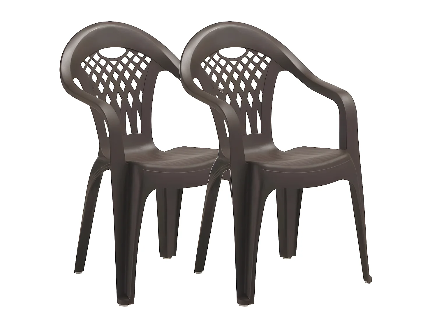 Lot de 2 chaises de jardin empilables en résine coloris Marron - Longueur 58 x Profondeur 54 x Hauteur 86 cm