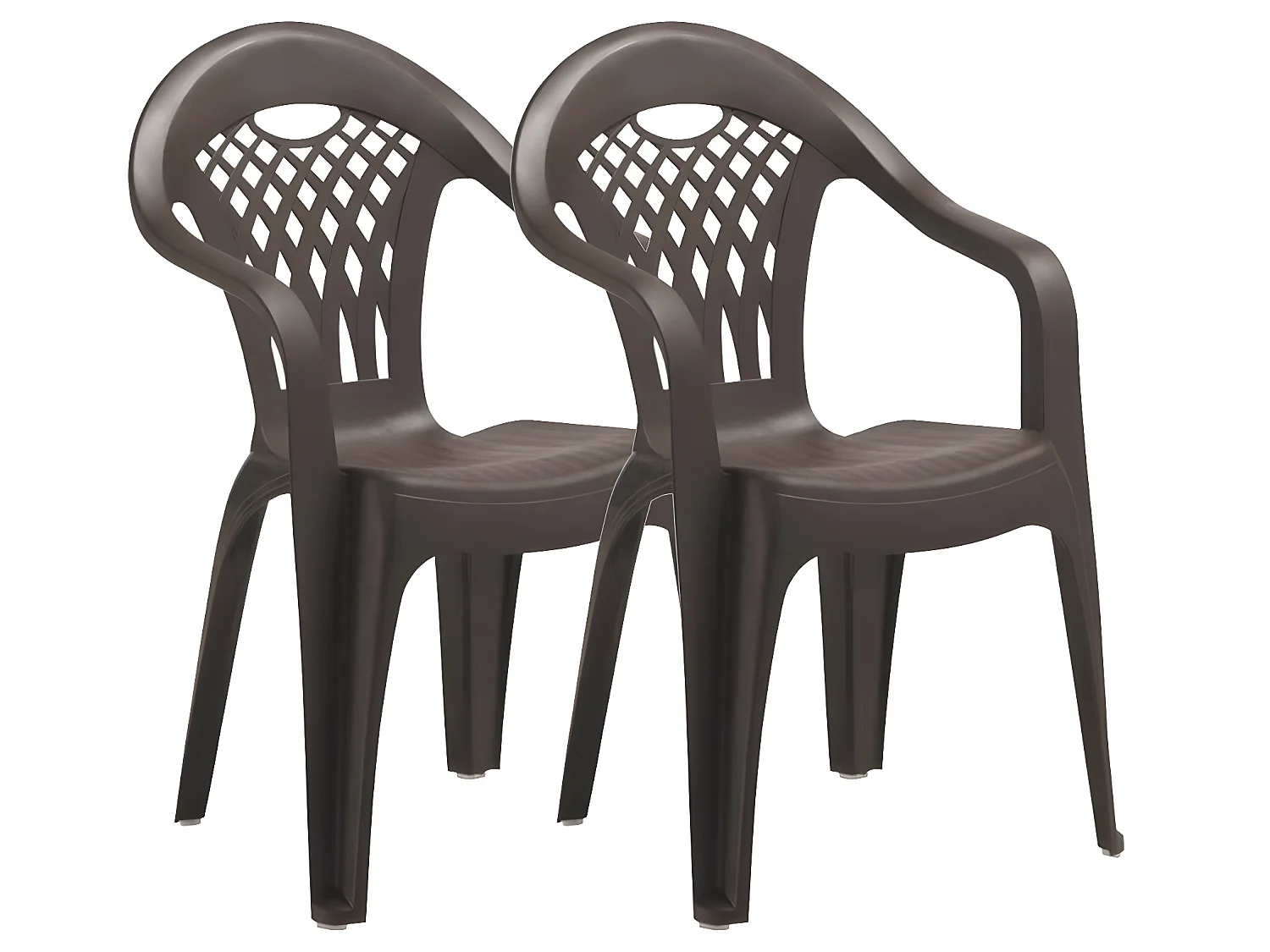Lot de 2 chaises de jardin empilables en résine coloris Marron - Longueur 58 x Profondeur 54 x Hauteur 86 cm