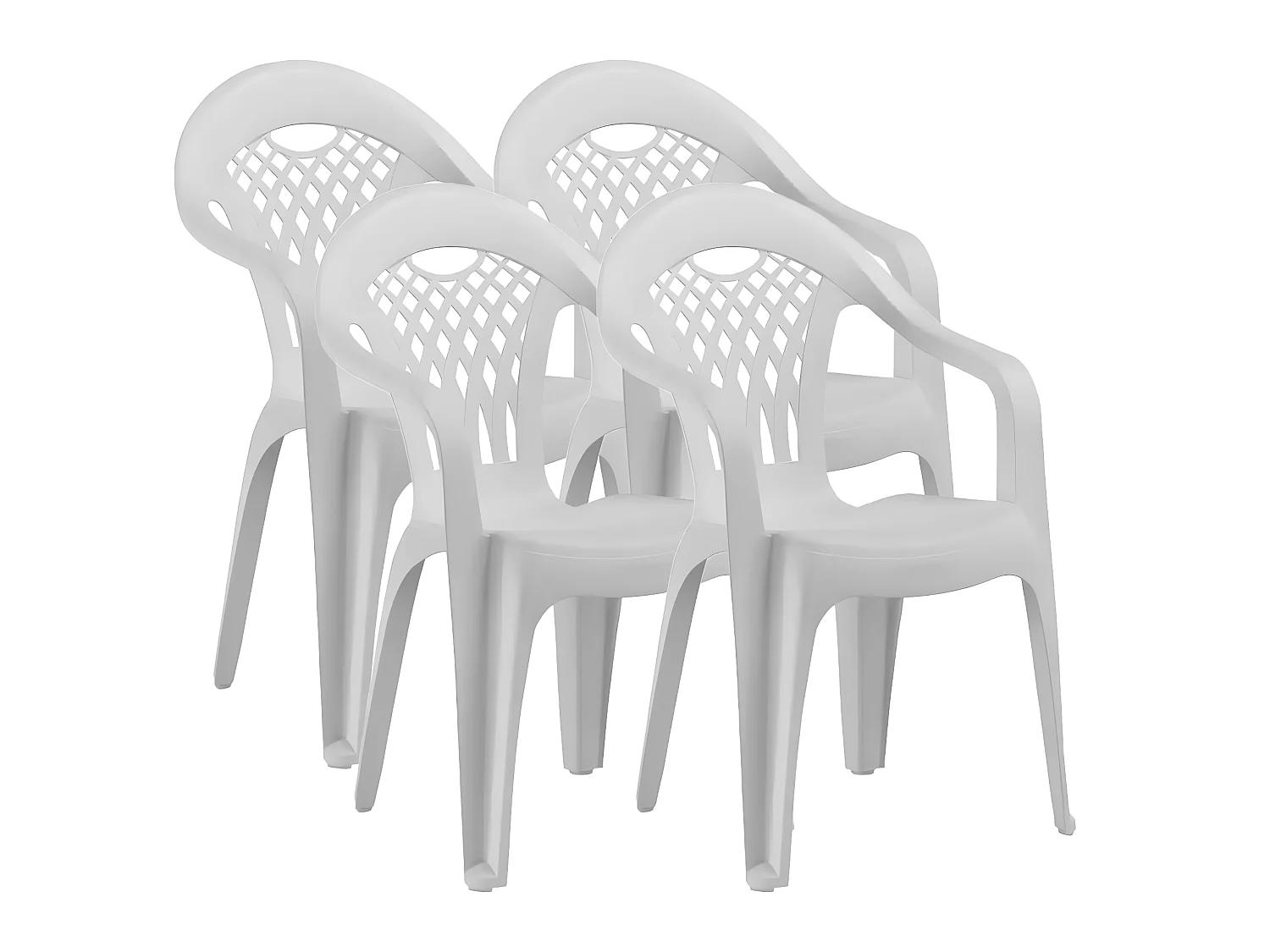 Lot de 4 chaises de jardin empilables en résine coloris Blanc - Longueur 58 x Profondeur 54 x Hauteur 86 cm
