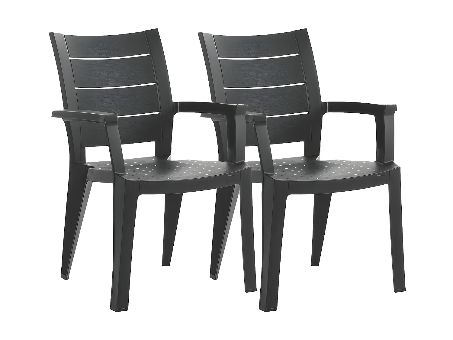 Lot de 2 chaises de jardin empilables en résine coloris Gris - Longueur 59 x Profondeur 60 x Hauteur 90 cm