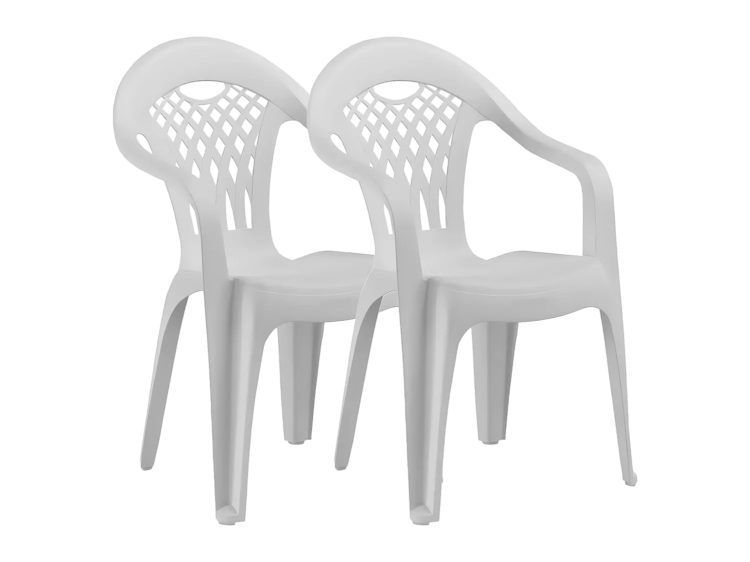 Lot de 2 chaises de jardin empilables en résine coloris Blanc - Longueur 58 x Profondeur 54 x Hauteur 86 cm