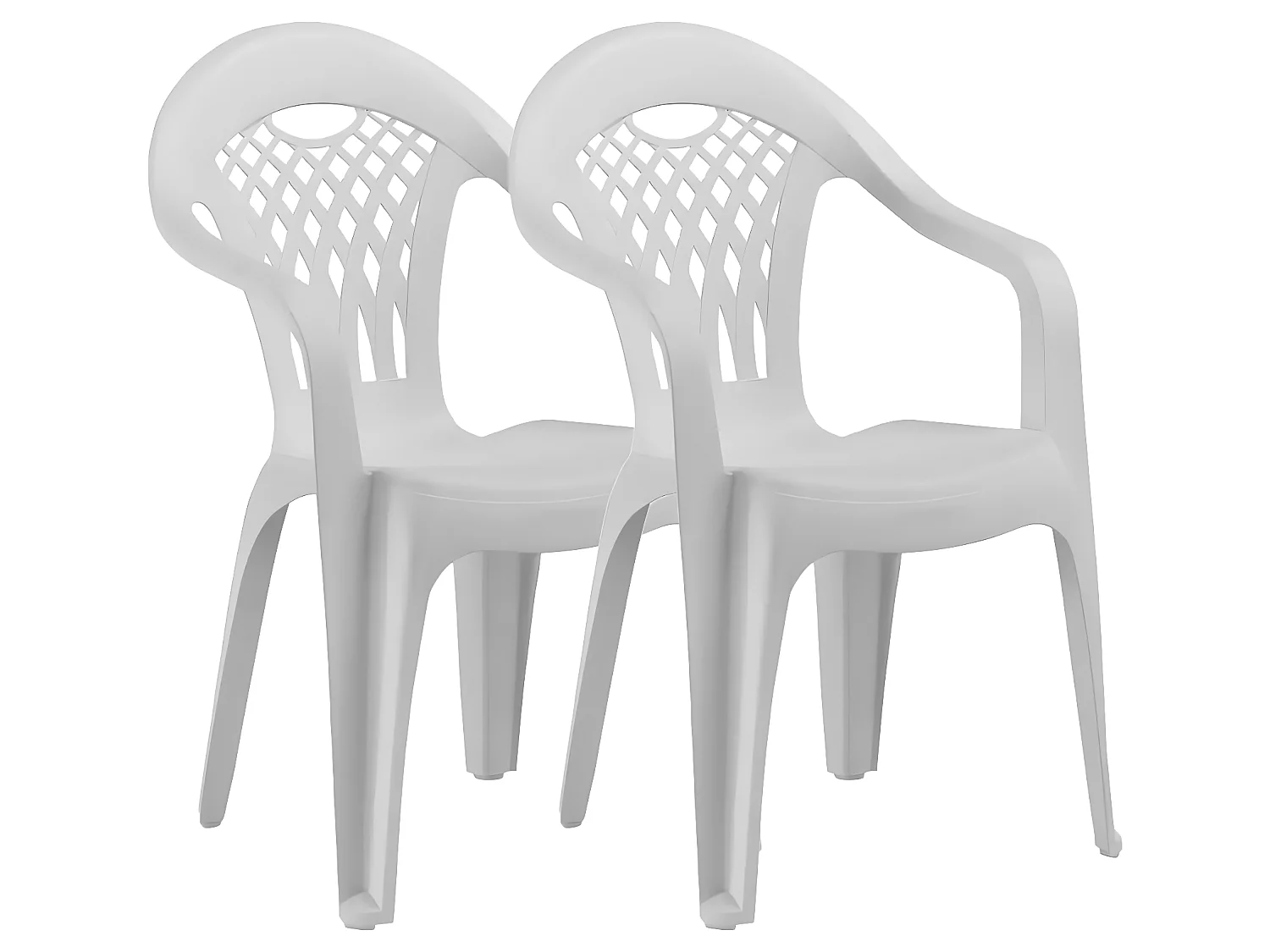 Lot de 2 chaises de jardin empilables en résine coloris Blanc - Longueur 58 x Profondeur 54 x Hauteur 86 cm