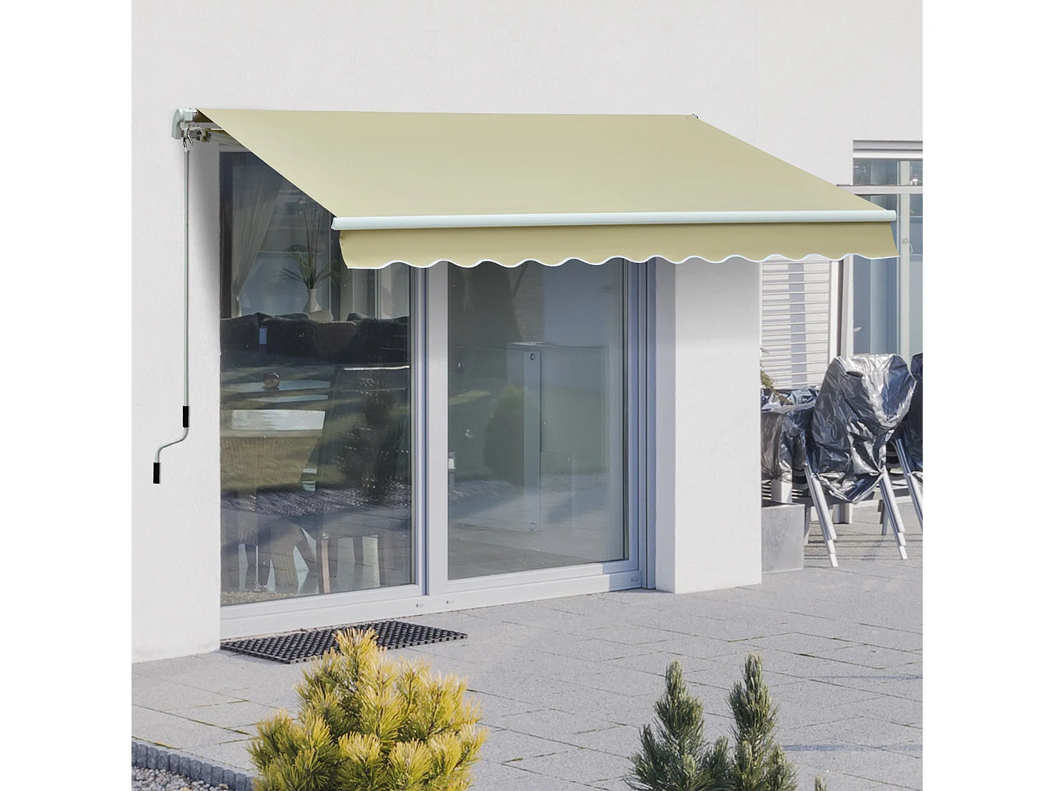 Toldo manual plegable crema 295x250 cm Outsunny