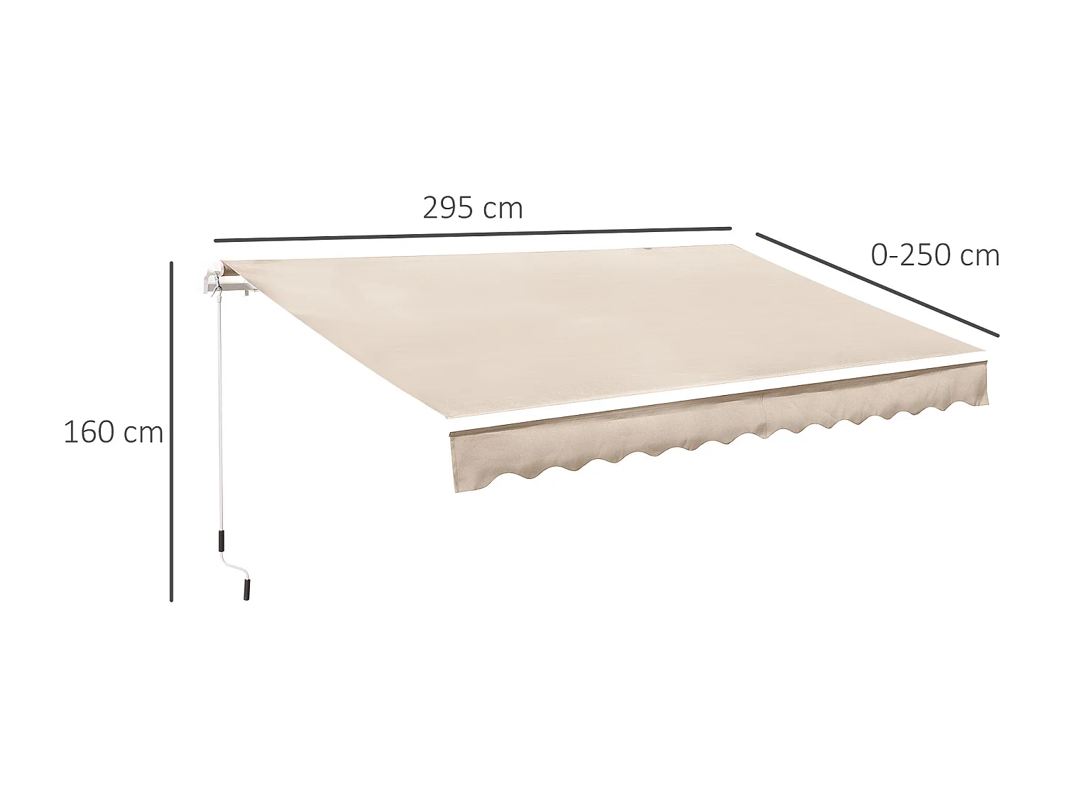Toldo manual plegable crema 295x250 cm Outsunny