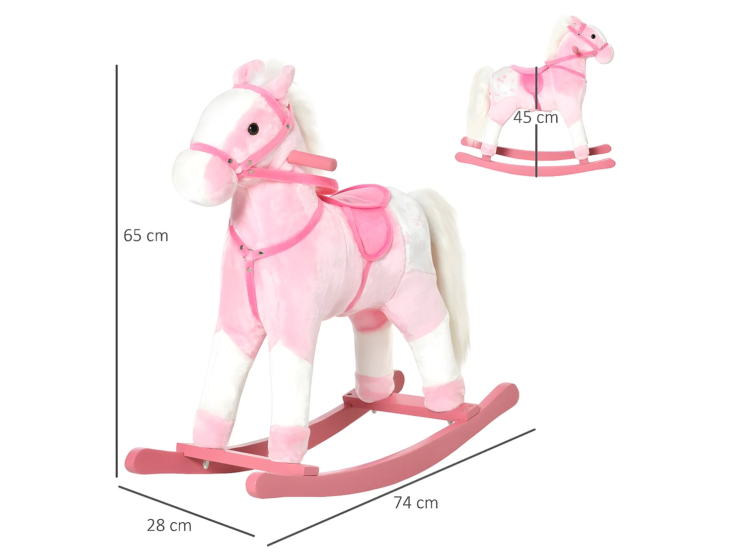 Caballito balancín rosa 74x28x65cm HOMCOM