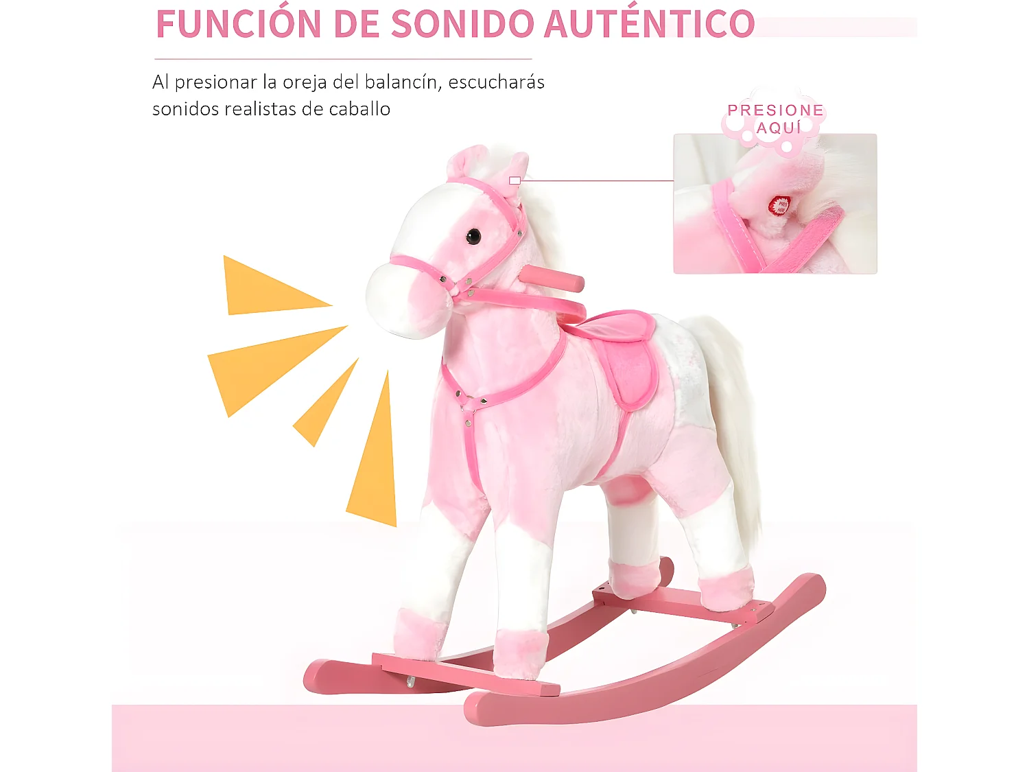 Caballito balancín rosa 74x28x65cm HOMCOM