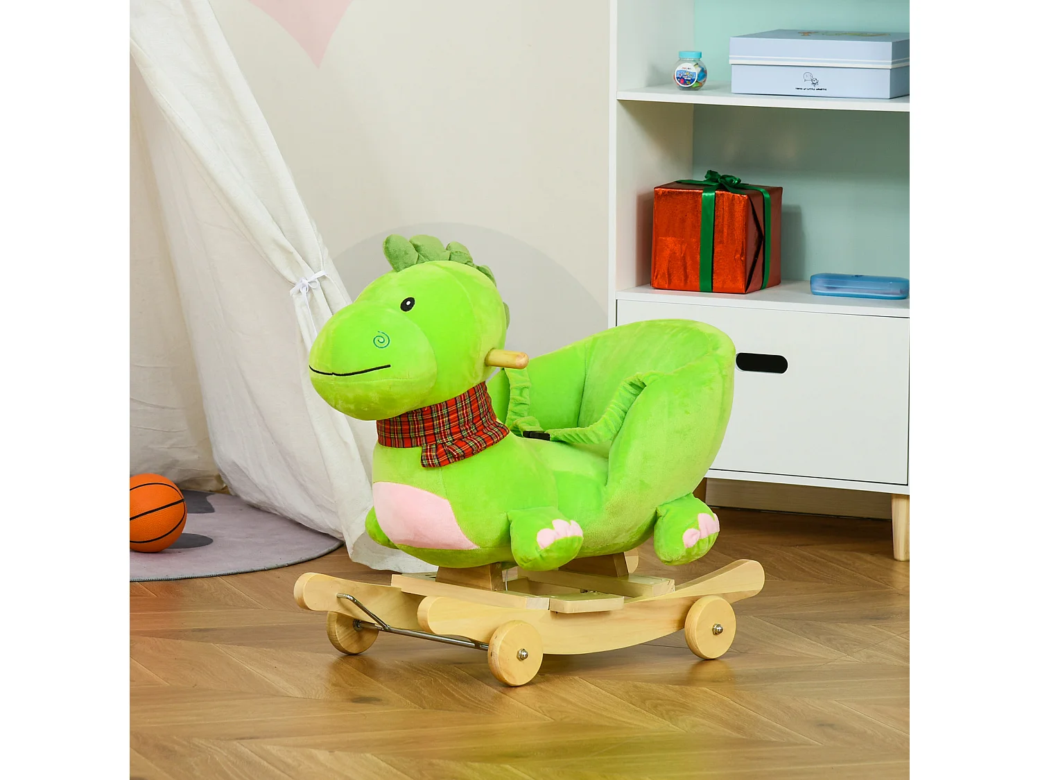 2 en 1 caballito balancín verde 60x32x52cm HOMCOM