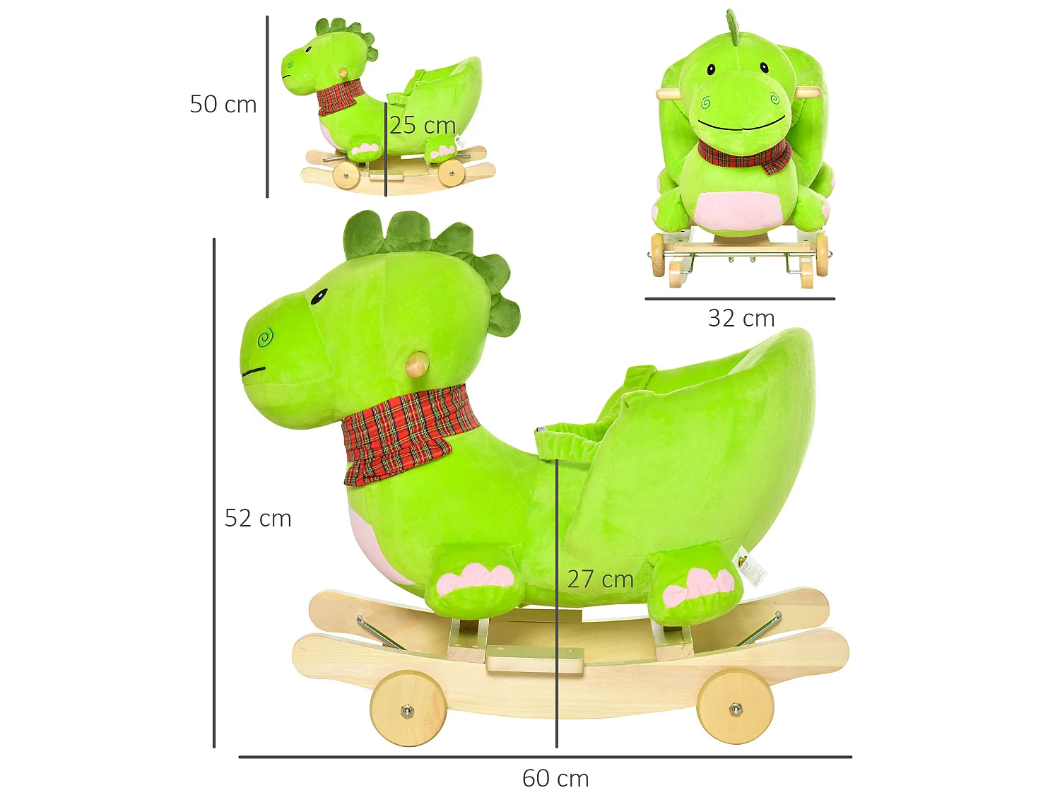 2 en 1 caballito balancín verde 60x32x52cm HOMCOM