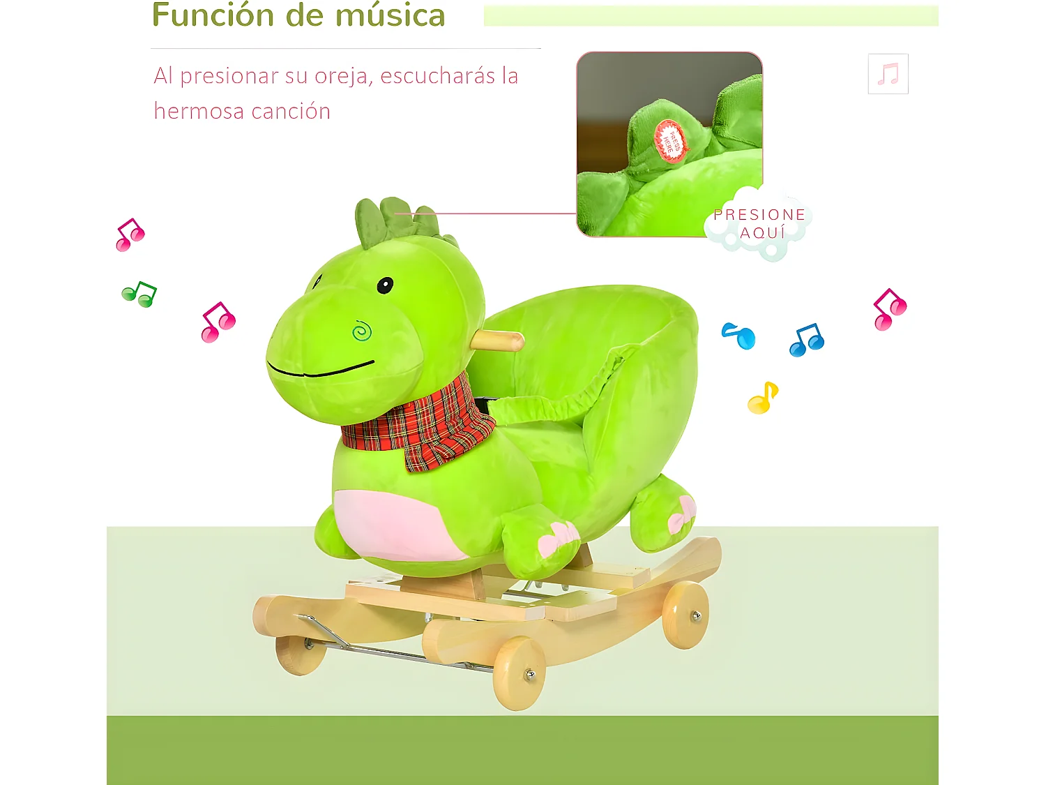 2 en 1 caballito balancín verde 60x32x52cm HOMCOM