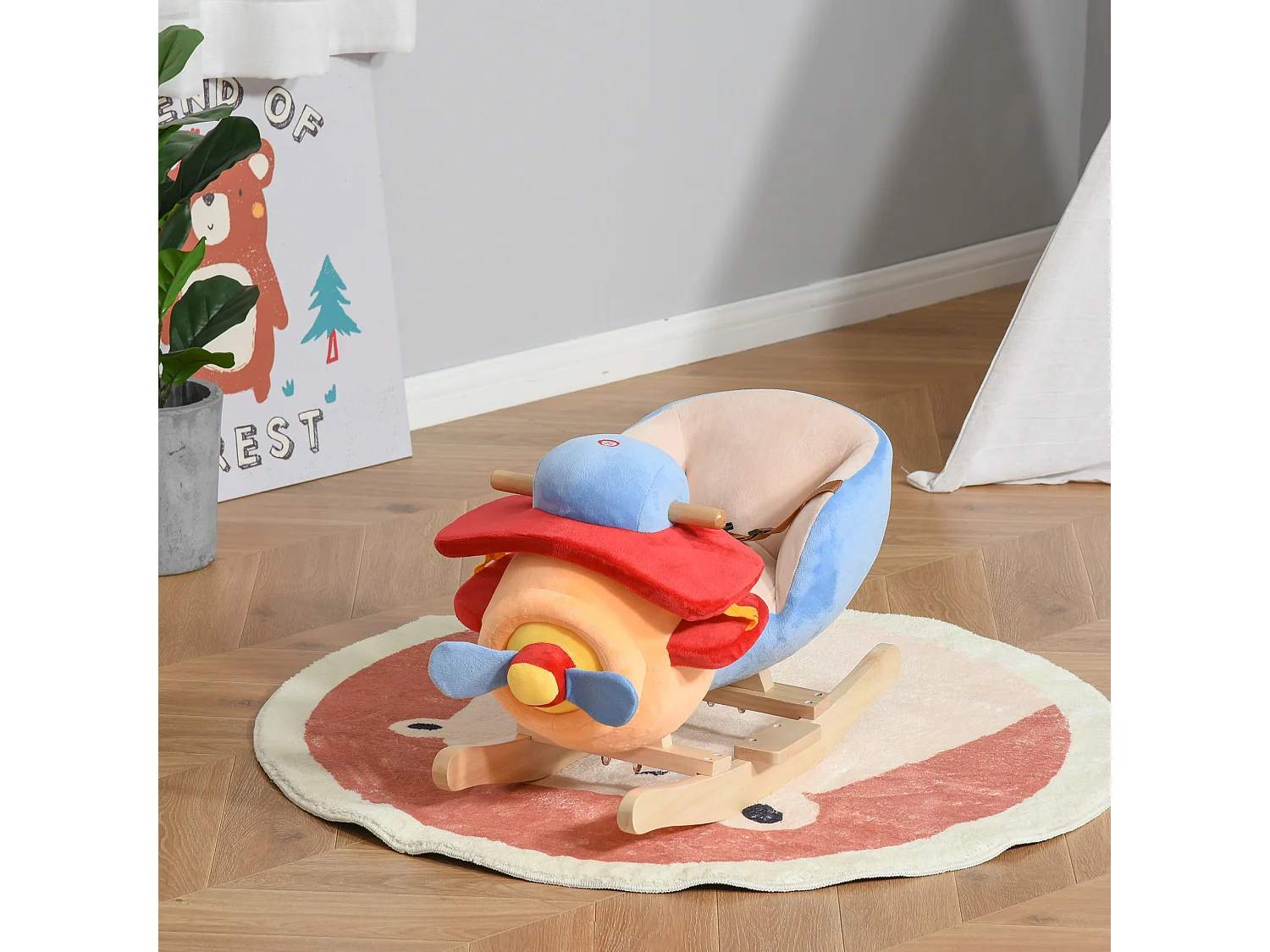 Caballito balancín azul, rojo, naranja 60x33x45 cm HOMCOM