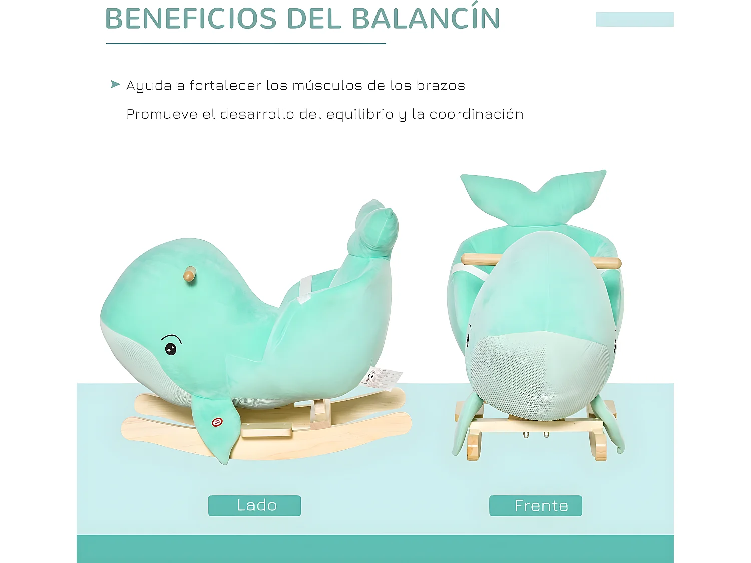 Caballito balancín para bebés turquesa 60x33x50 cm HOMCOM