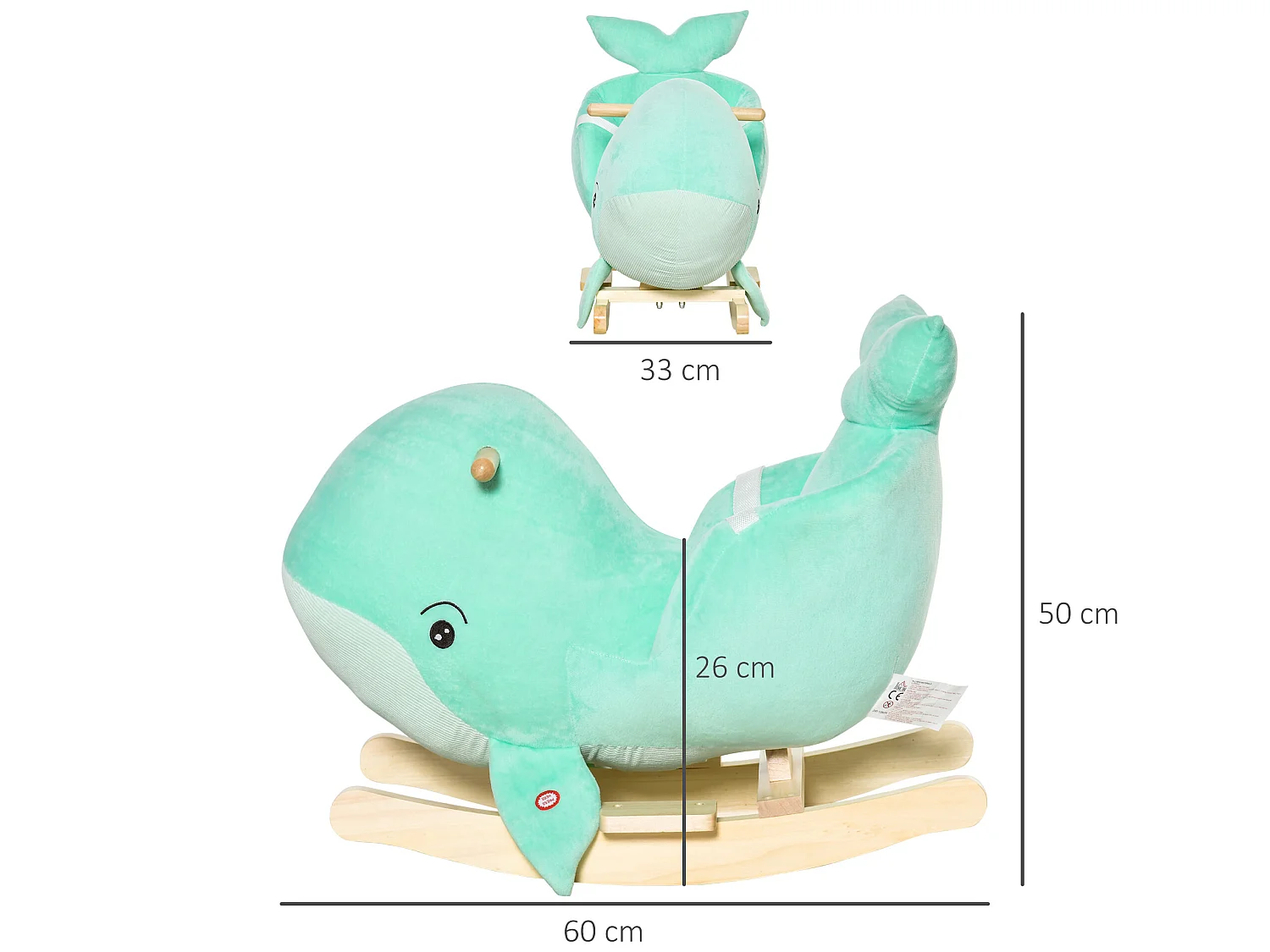 Caballito balancín para bebés turquesa 60x33x50 cm HOMCOM