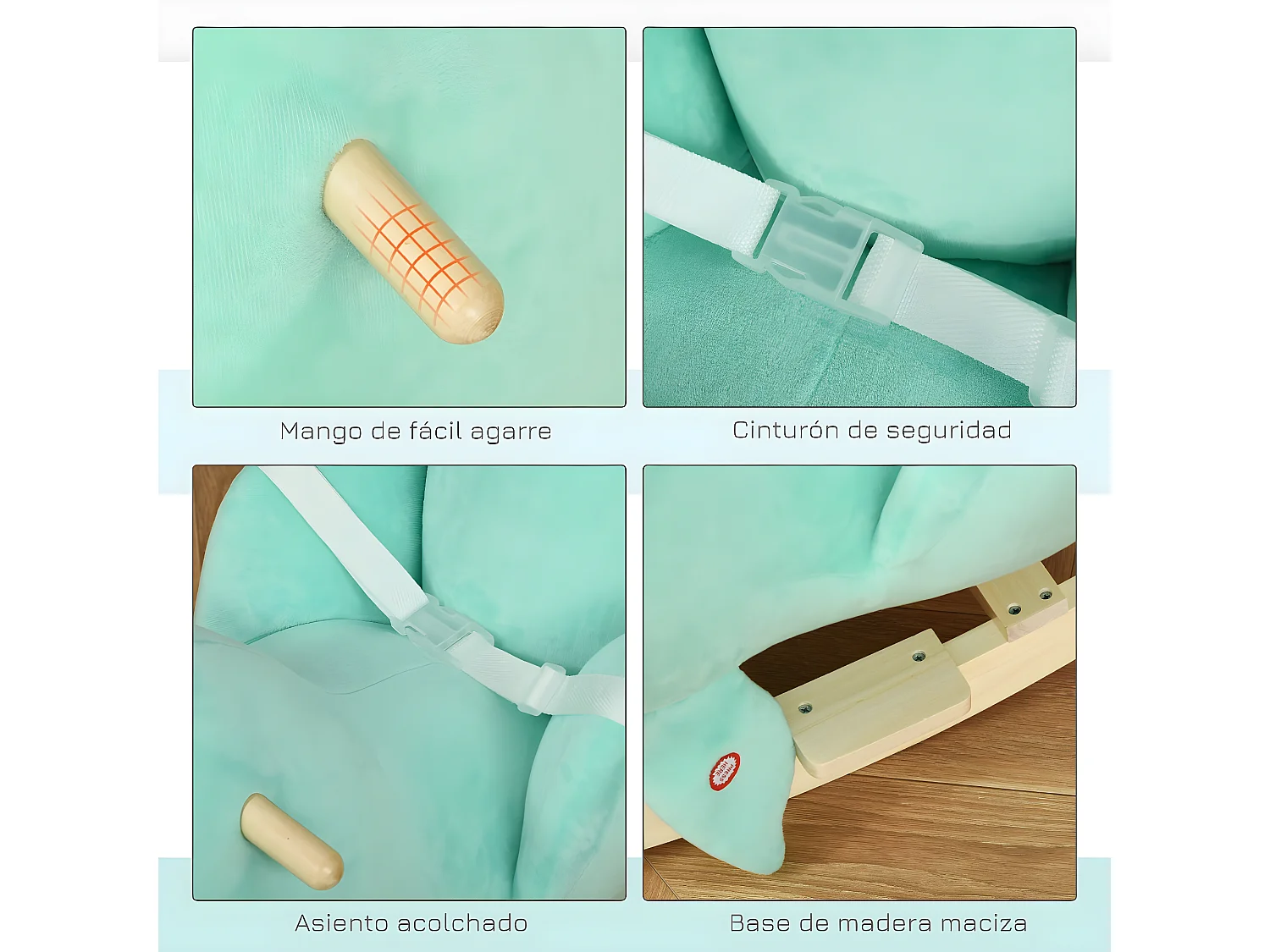 Caballito balancín para bebés turquesa 60x33x50 cm HOMCOM