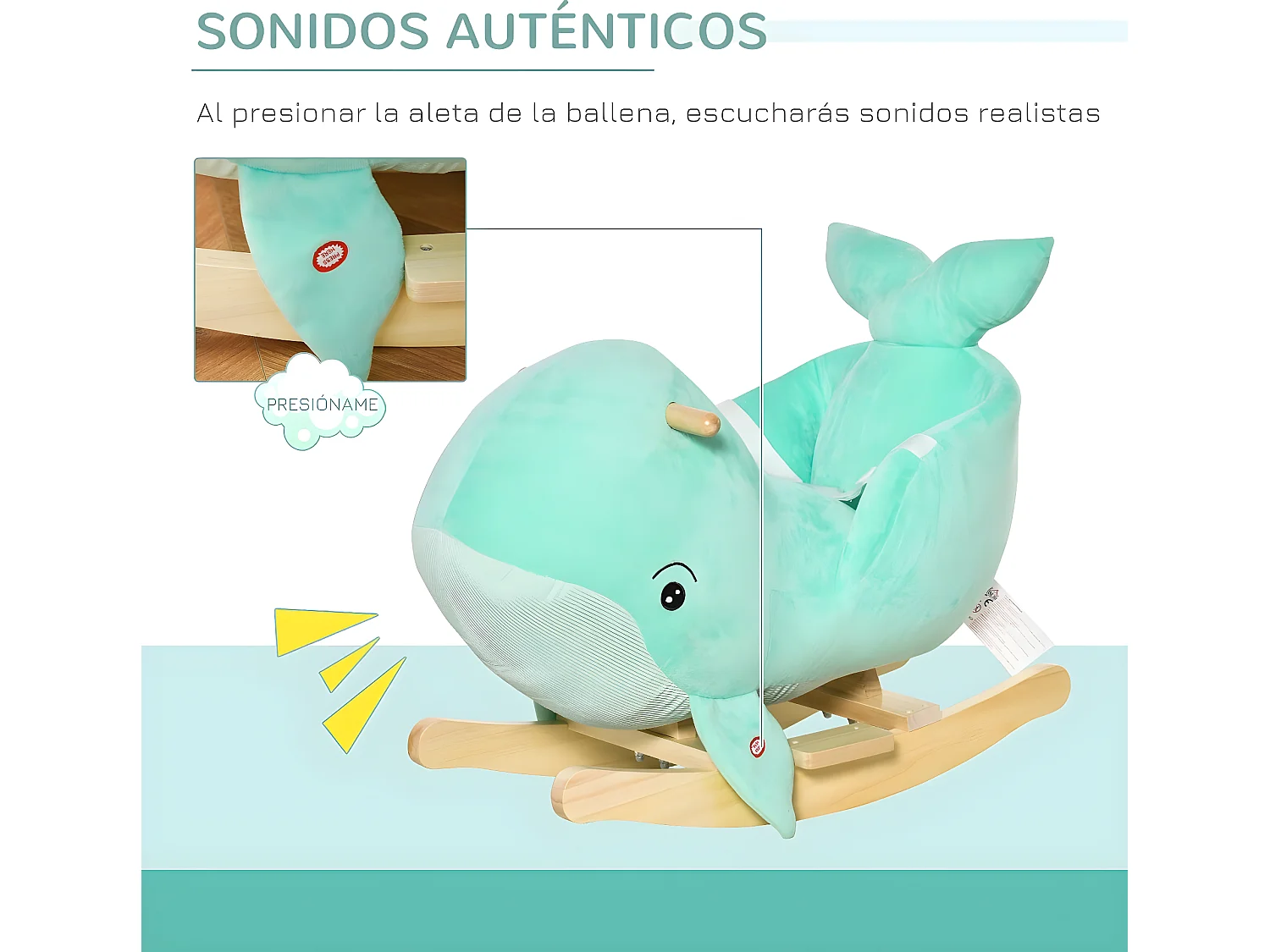 Caballito balancín para bebés turquesa 60x33x50 cm HOMCOM