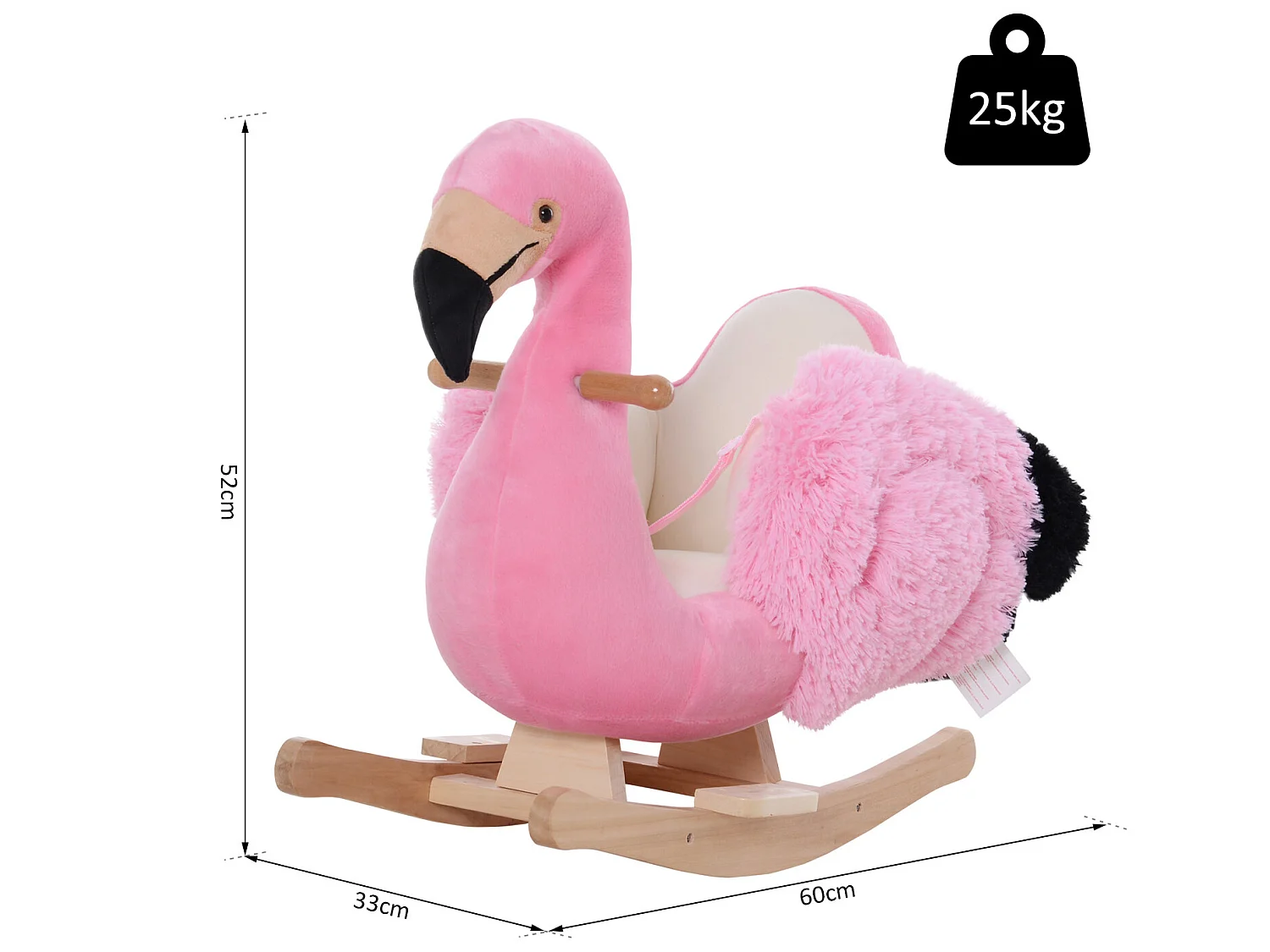 Caballito balancín rosa 60x33x52cm HOMCOM
