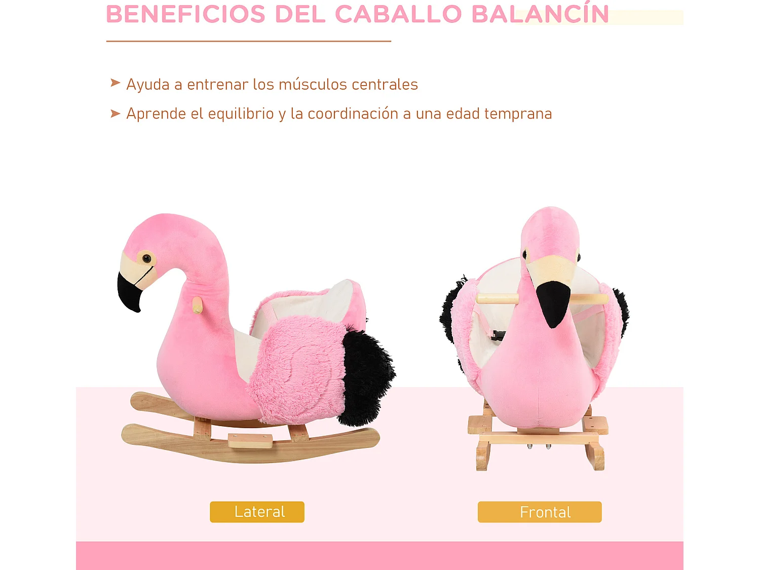 Caballito balancín rosa 60x33x52cm HOMCOM