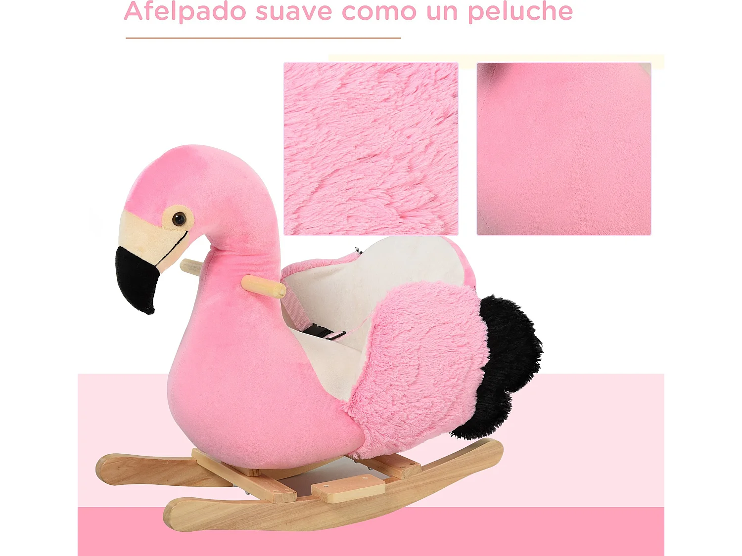 Caballito balancín rosa 60x33x52cm HOMCOM