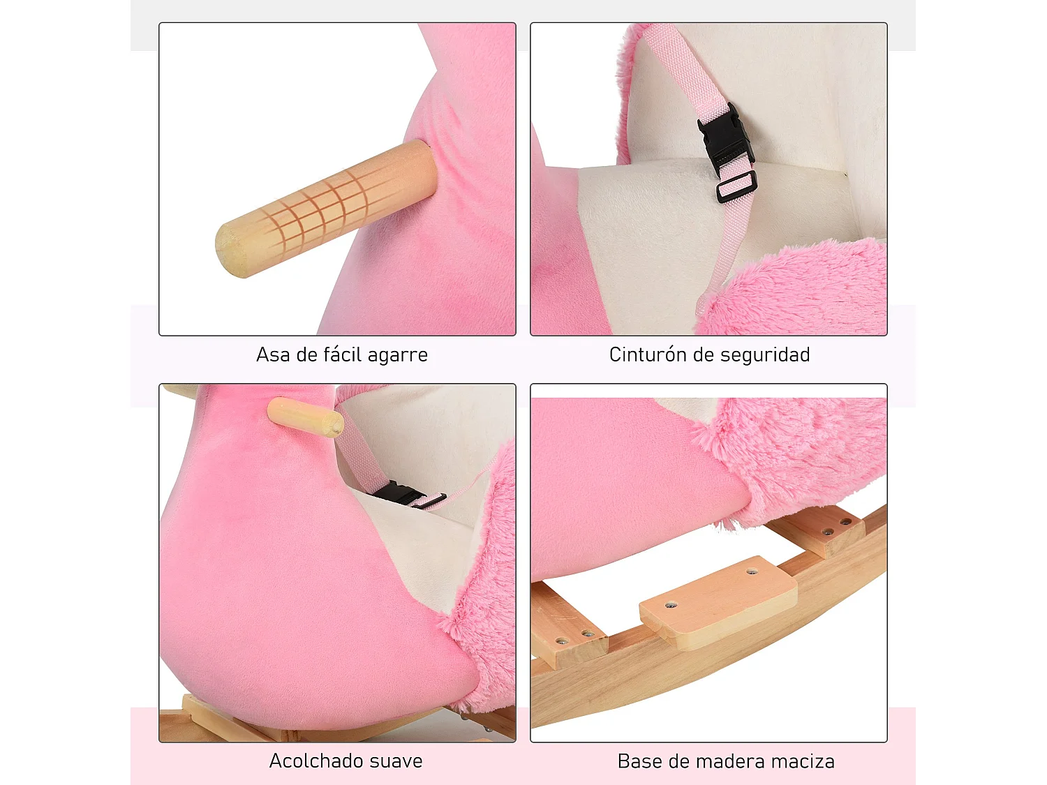 Caballito balancín rosa 60x33x52cm HOMCOM