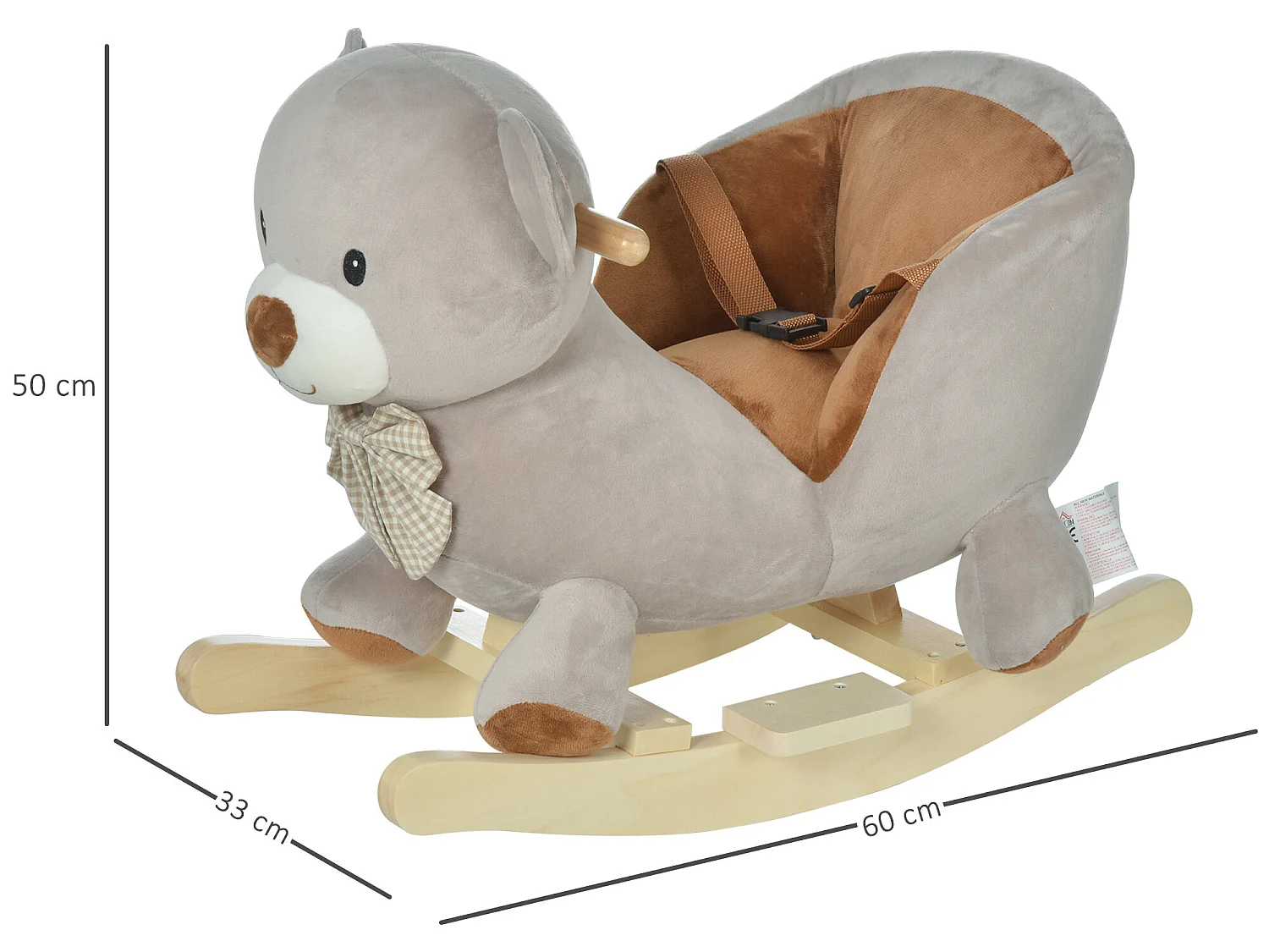 Caballo balancín de bebé gris 60 x 33 x 50cm HOMCOM