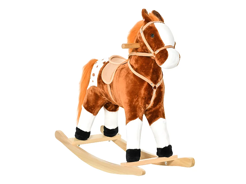 Caballito balancín marrón 74x28x65cm HOMCOM