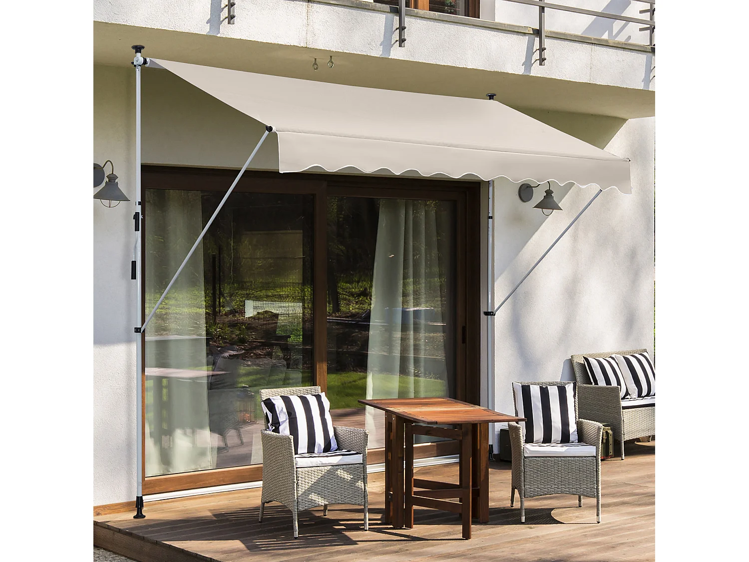 Toldo manual retráctil beige 400x120x280 cm Outsunny