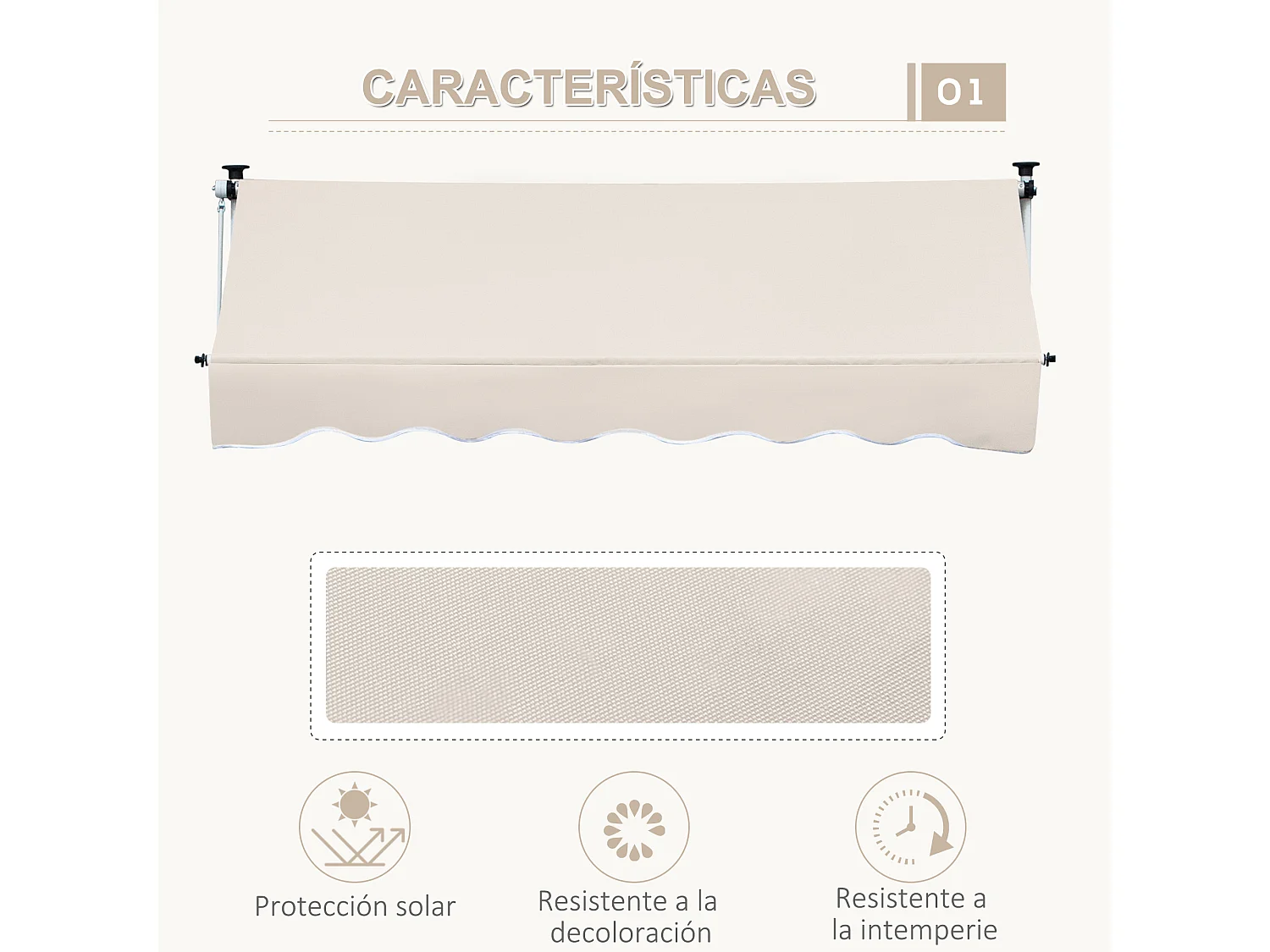 Toldo manual retráctil beige 400x120x280 cm Outsunny