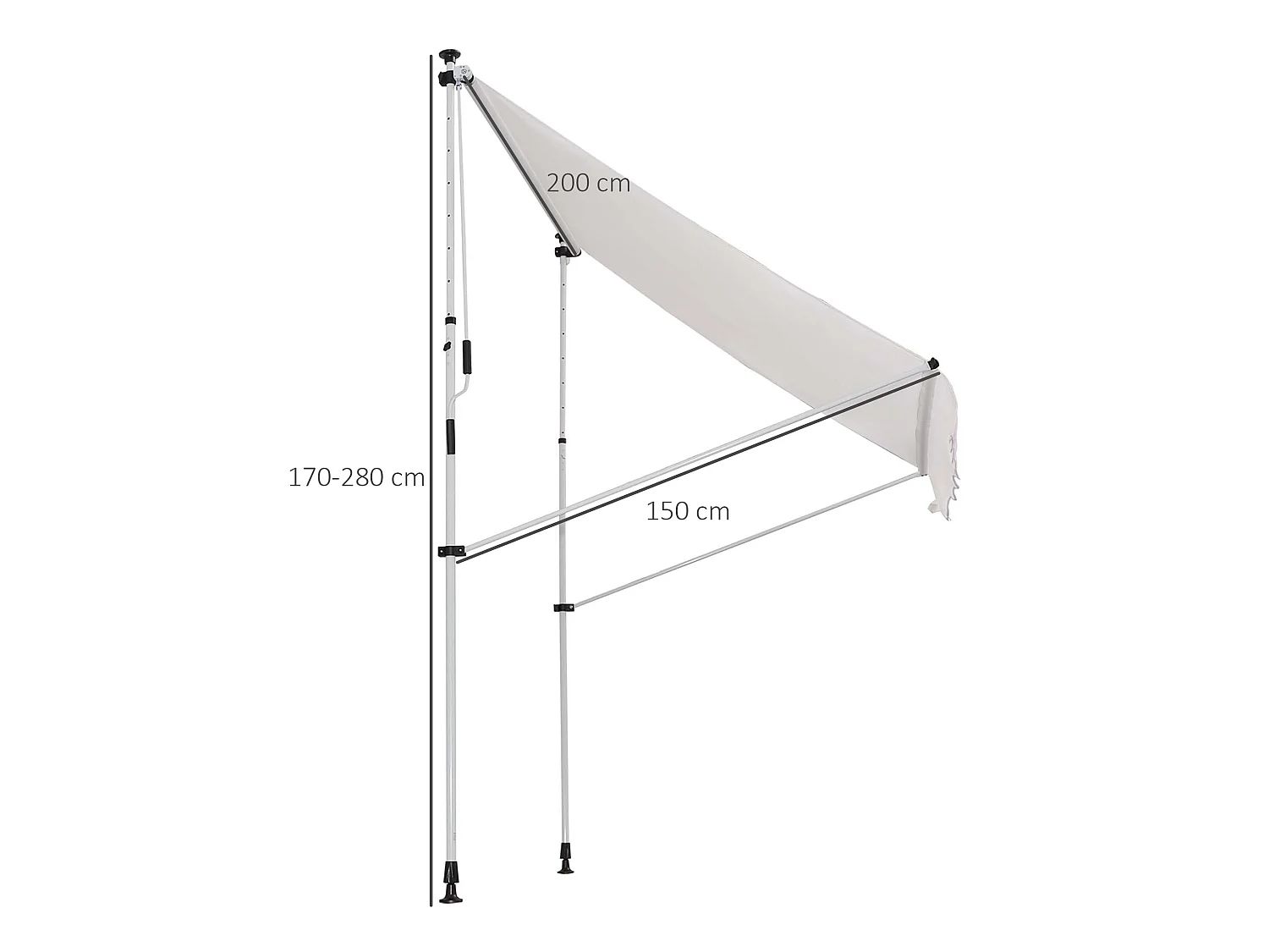 Toldo manual retráctil blanco 200x150x280 cm Outsunny