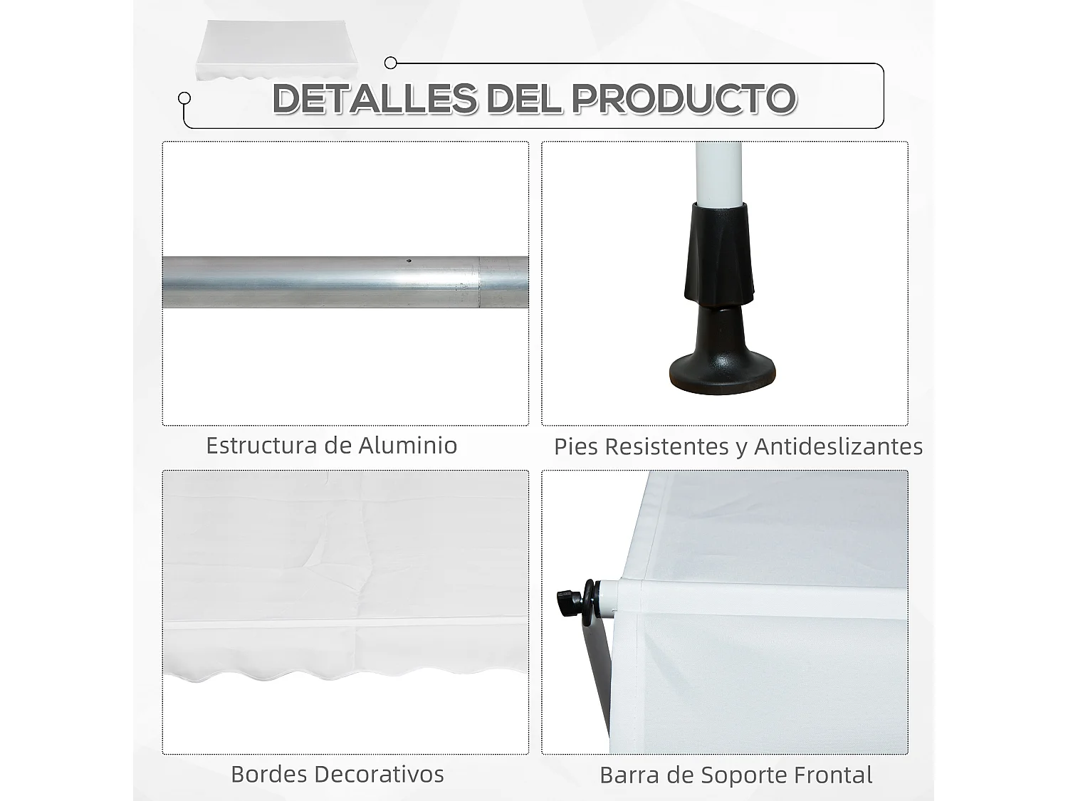 Toldo manual retráctil blanco 200x150x280 cm Outsunny