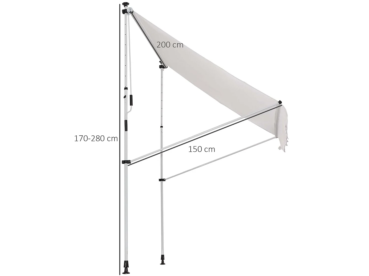 Toldo manual retráctil blanco 200x150x280 cm Outsunny