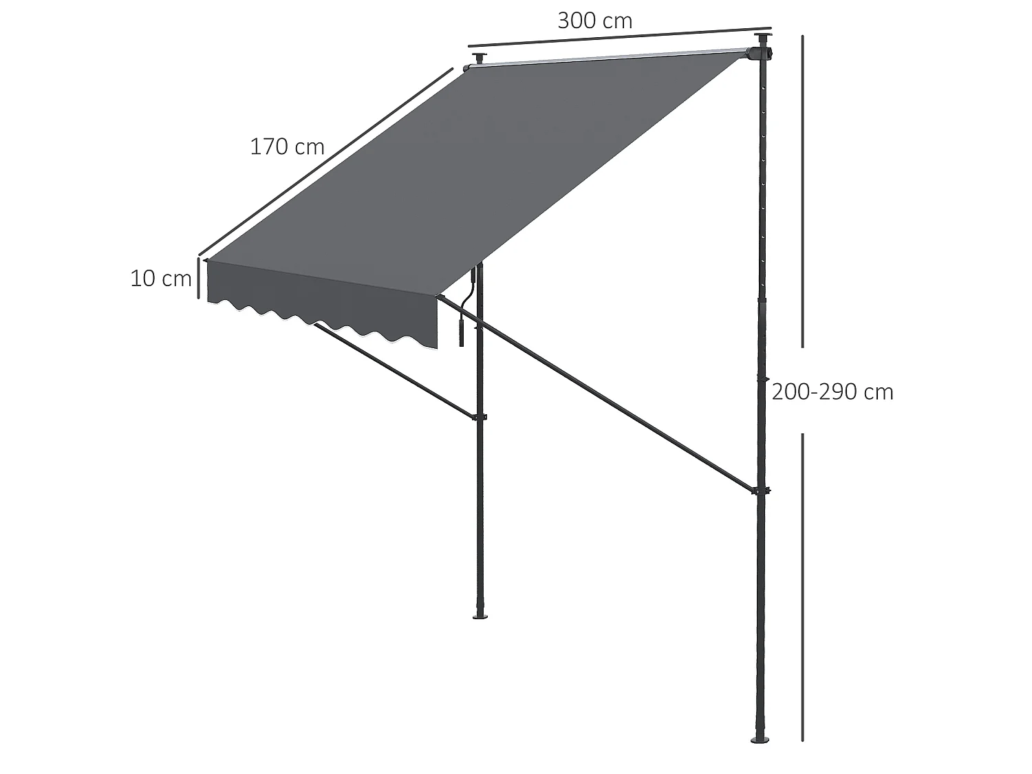 Toldo manual gris 300x170x290 cm Outsunny