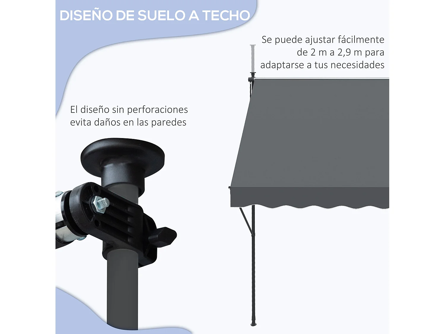 Toldo manual gris 300x170x290 cm Outsunny