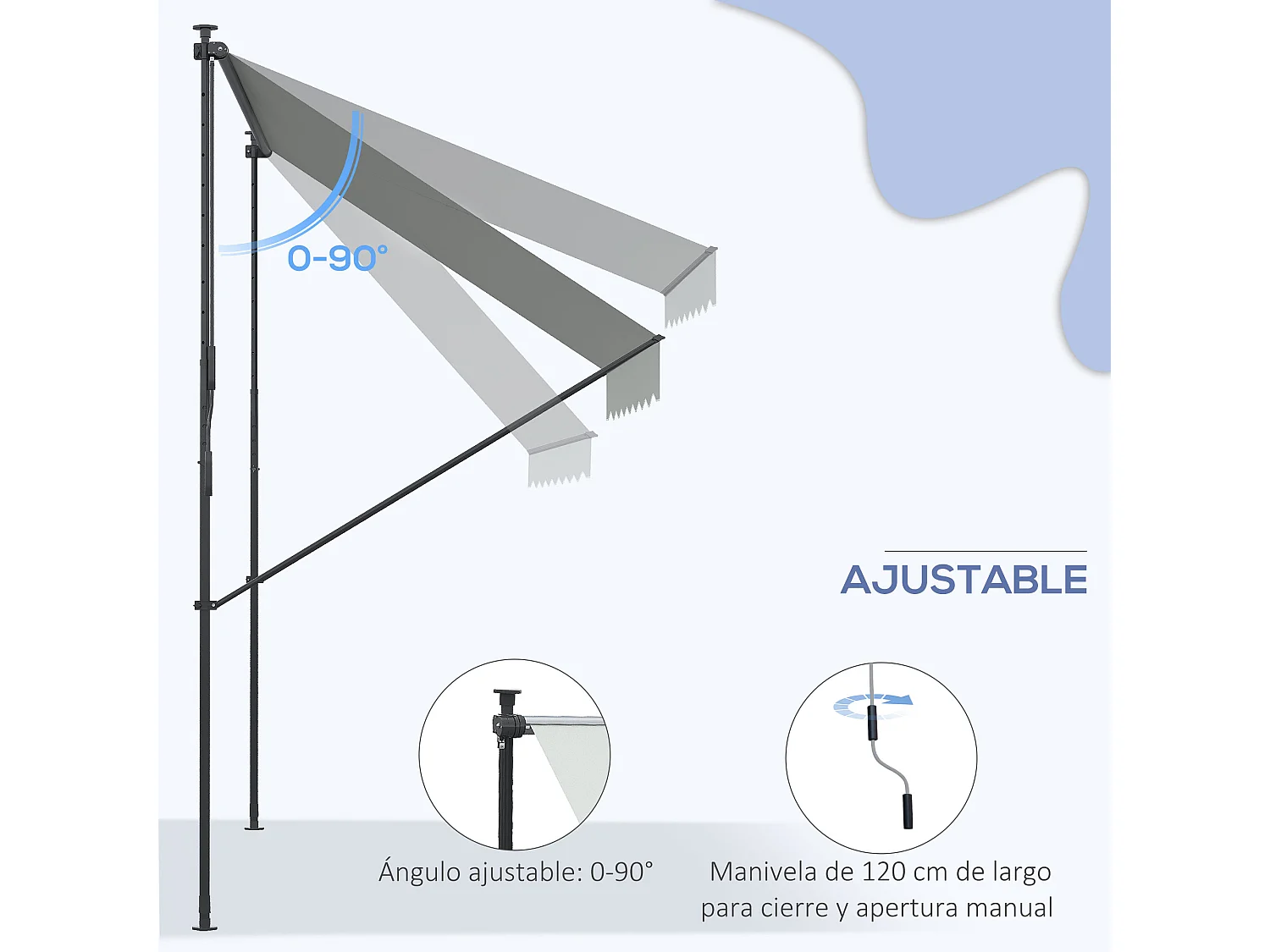 Toldo manual gris 300x170x290 cm Outsunny