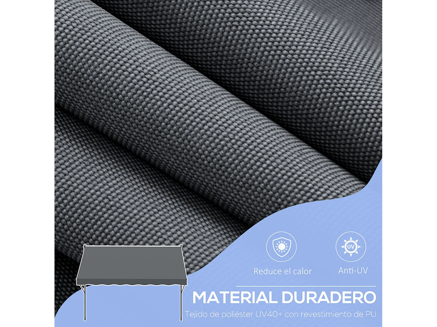 Toldo manual gris 300x170x290 cm Outsunny