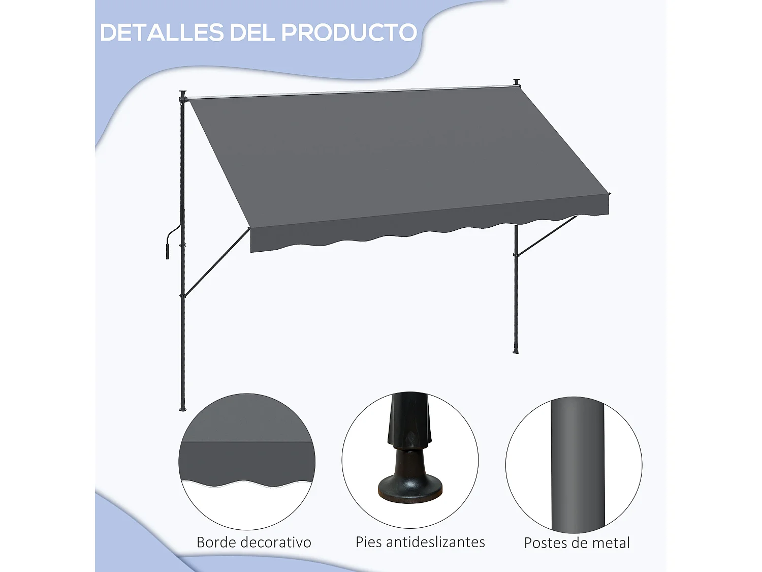 Toldo manual gris 300x170x290 cm Outsunny