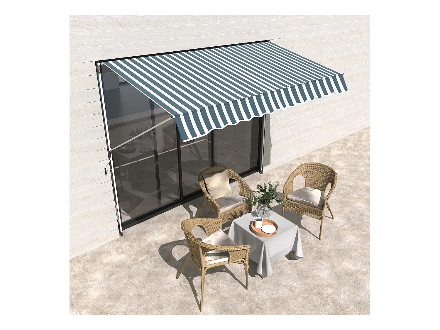 Toldo manual retráctil verde 300x150x280 cm Outsunny