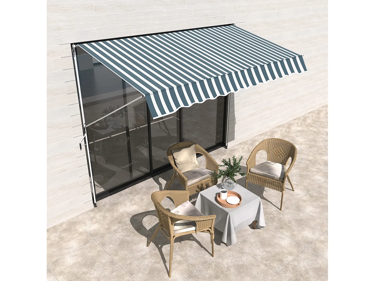Toldo manual retráctil verde 300x150x280 cm Outsunny