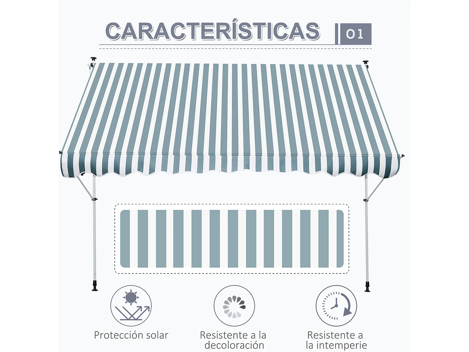 Toldo manual retráctil verde 300x150x280 cm Outsunny