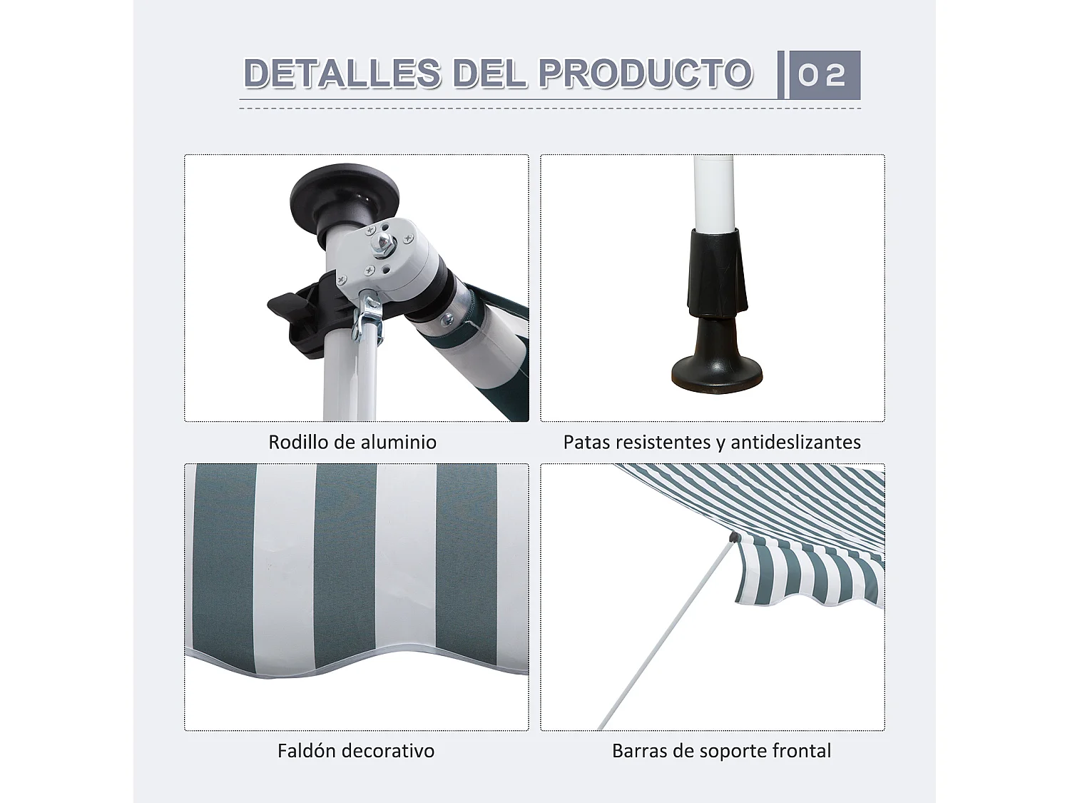 Toldo manual retráctil verde 300x150x280 cm Outsunny