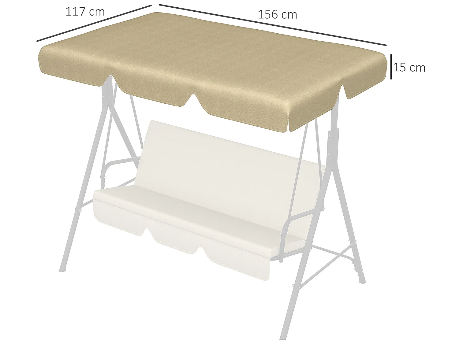 Repuesto de toldo beige 156x117x15 cm Outsunny