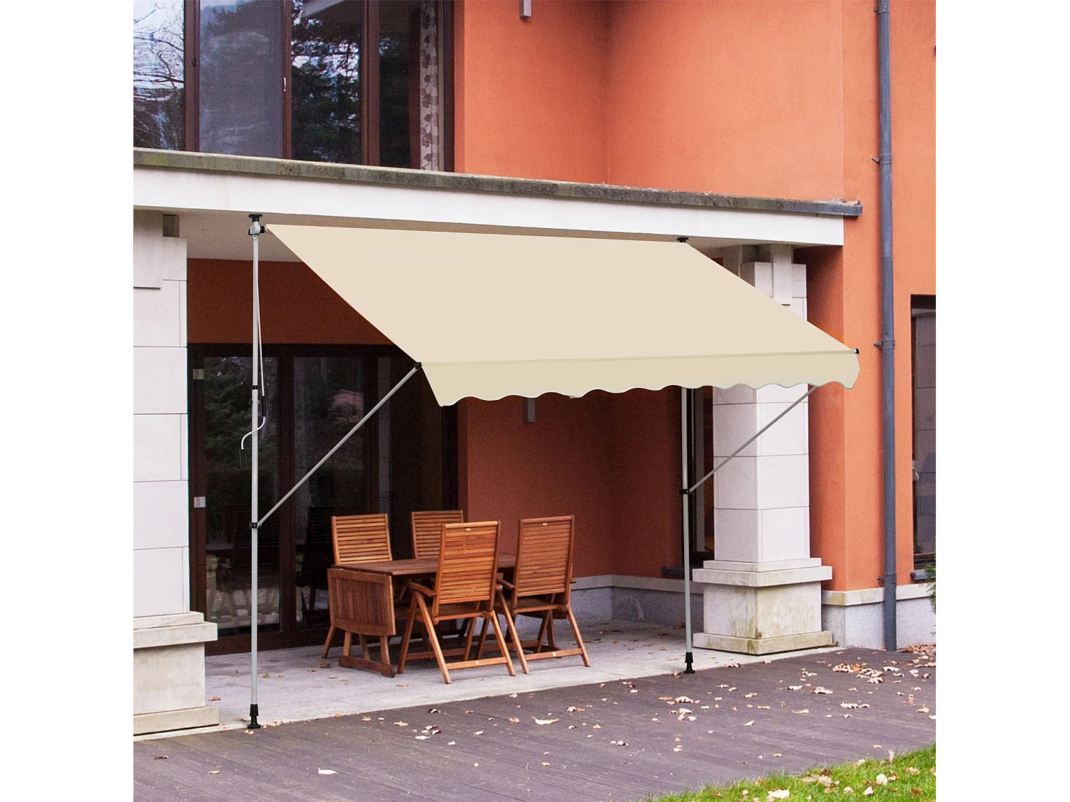 Toldo manual retráctil beige 300x150x280 cm Outsunny