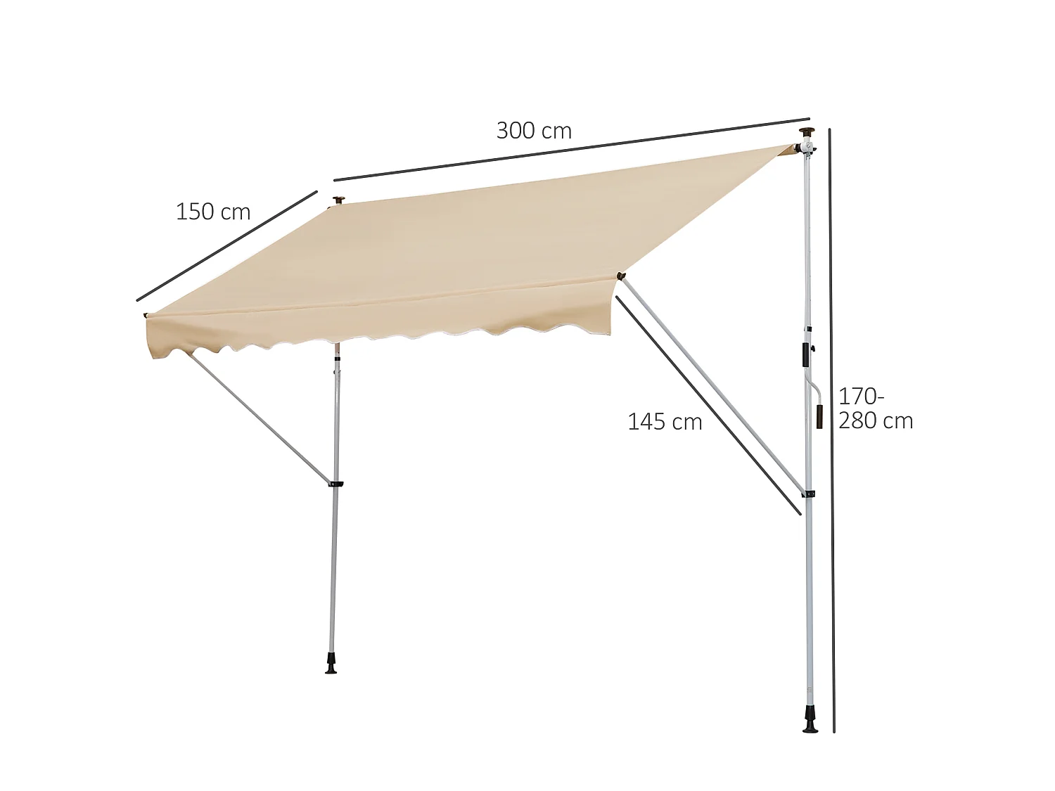 Toldo manual retráctil beige 300x150x280 cm Outsunny