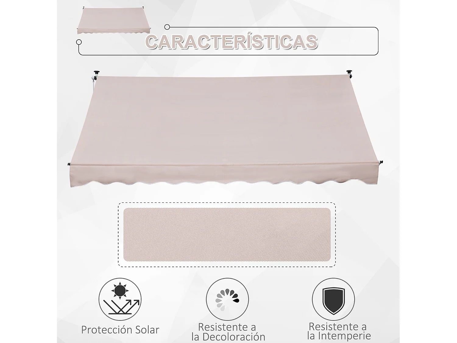 Toldo manual retráctil beige 300x150x280 cm Outsunny